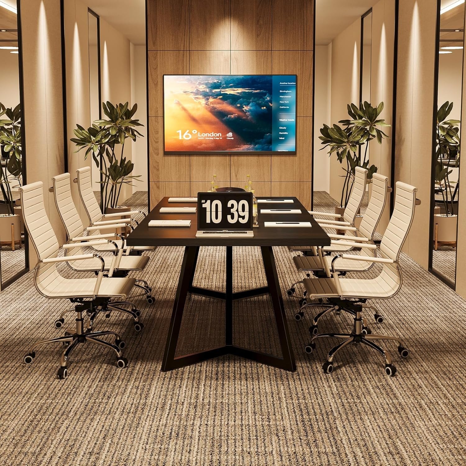 70.86" Modern Conference Table, Sleek Black Rectangular Desk with Sturdy Metal Frame - Image 6