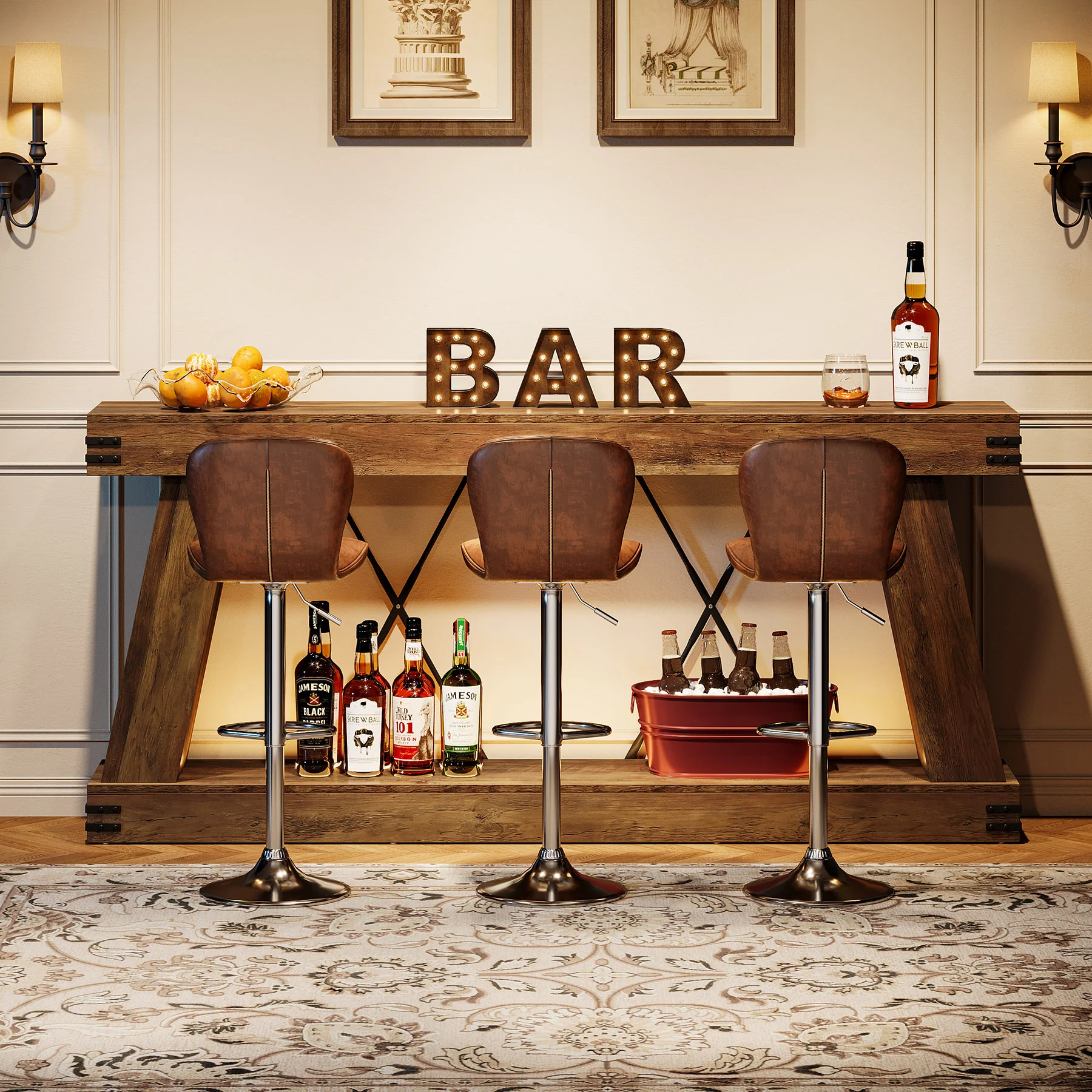 70.87" Farmhouse Console Table, Industrial Long Sofa Table with Storage for Entryway and Living Room - Image 10