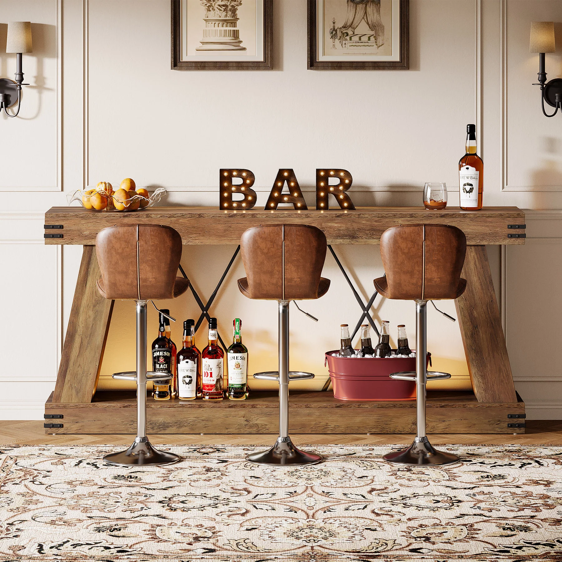 70.87" Farmhouse Console Table, Industrial Long Sofa Table with Storage for Entryway and Living Room - Image 8