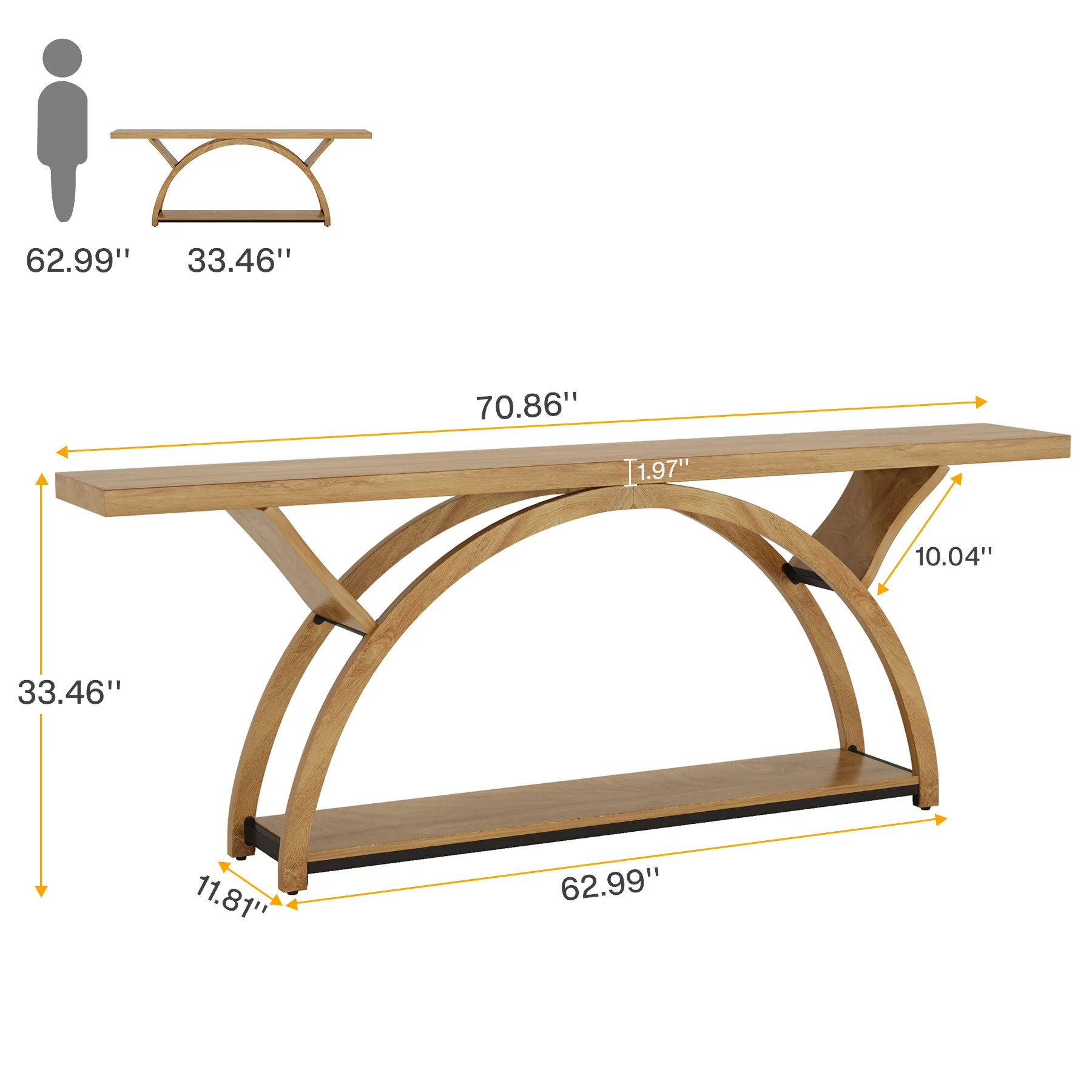 Tribesigns 70.87-Inch Rustic Console Table with Storage Shelf, Narrow Sofa Table for Entryway and Hallway - Image 2