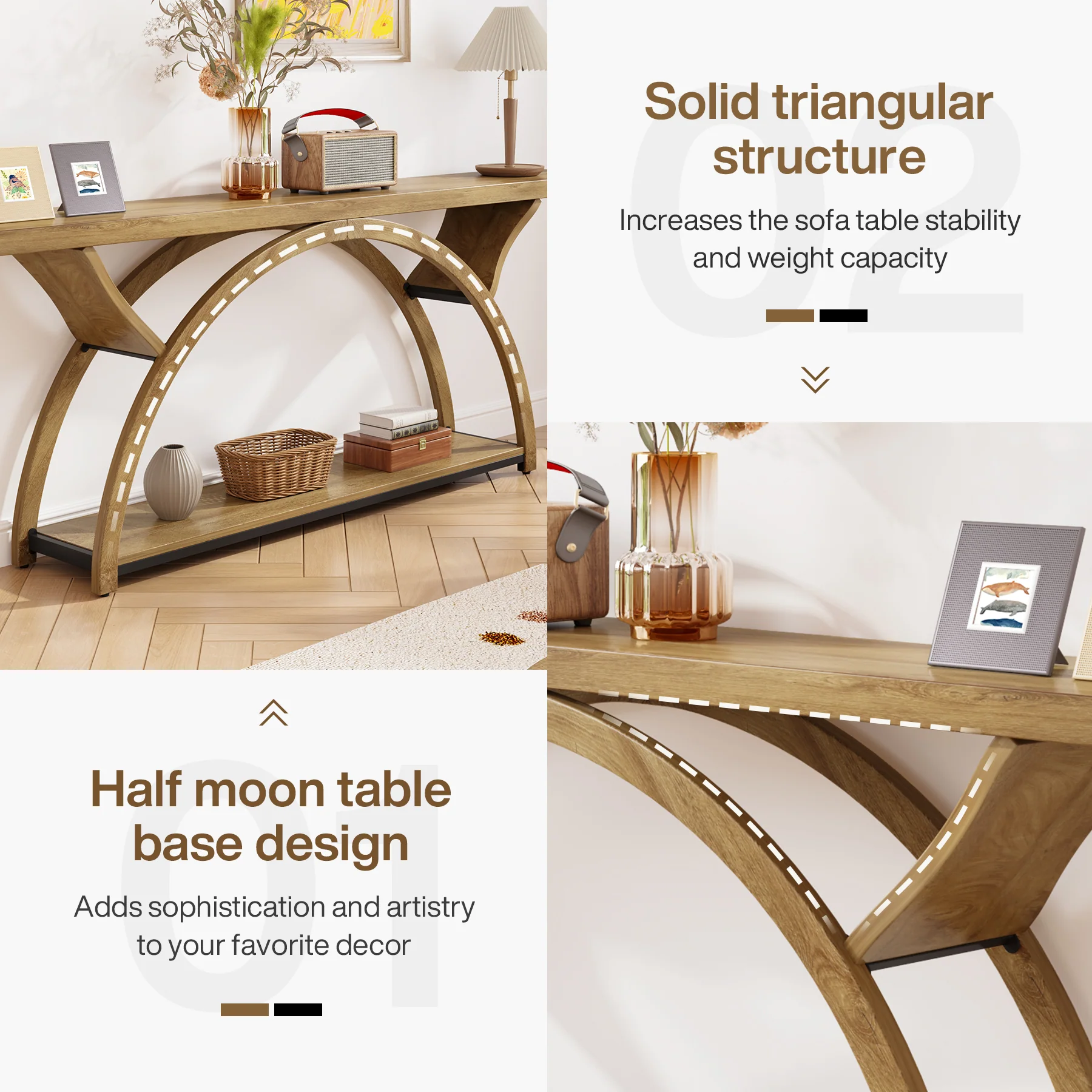 Tribesigns 70.87-Inch Rustic Console Table with Storage Shelf, Narrow Sofa Table for Entryway and Hallway - Image 3