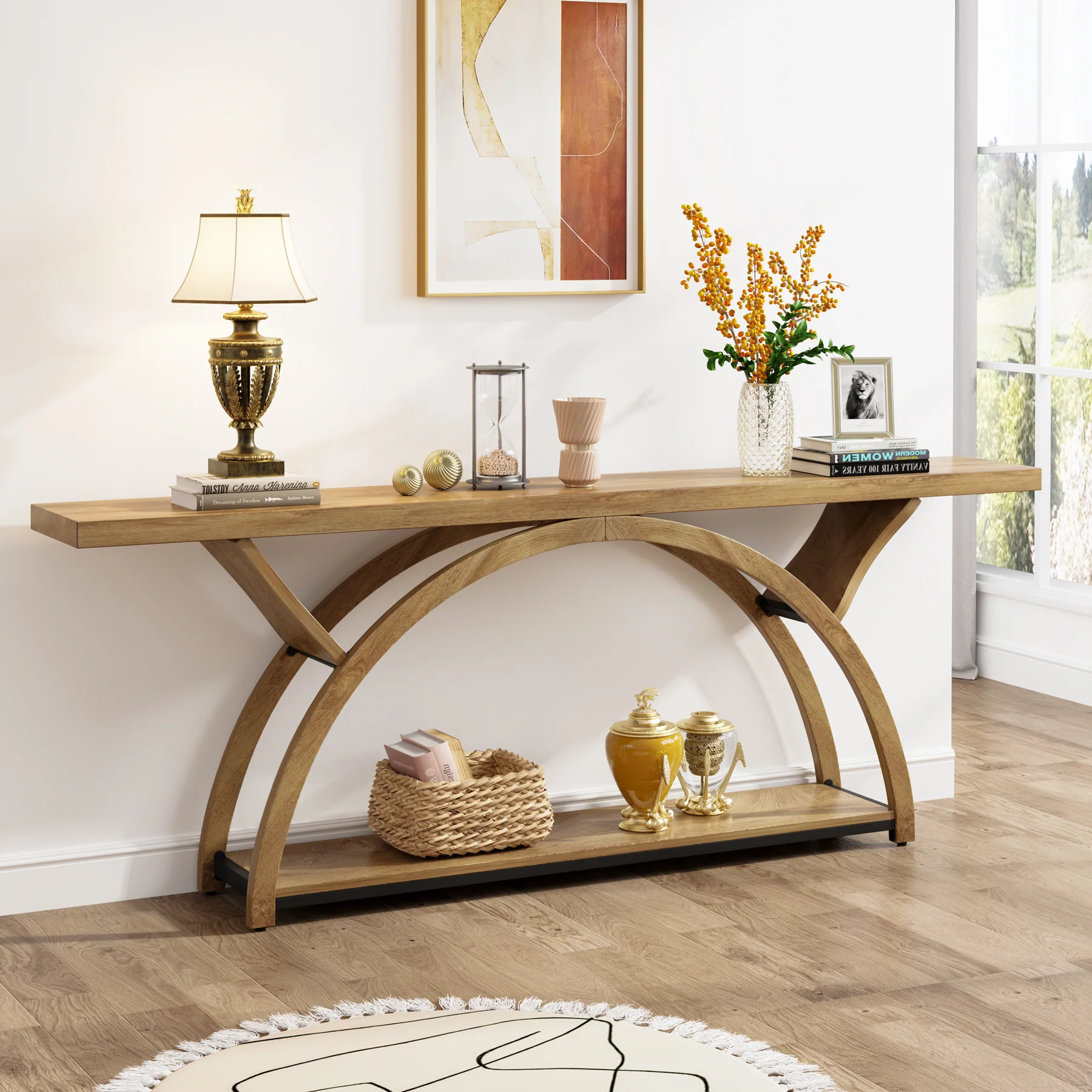 Tribesigns 70.87-Inch Rustic Console Table with Storage Shelf, Narrow Sofa Table for Entryway and Hallway - Image 4