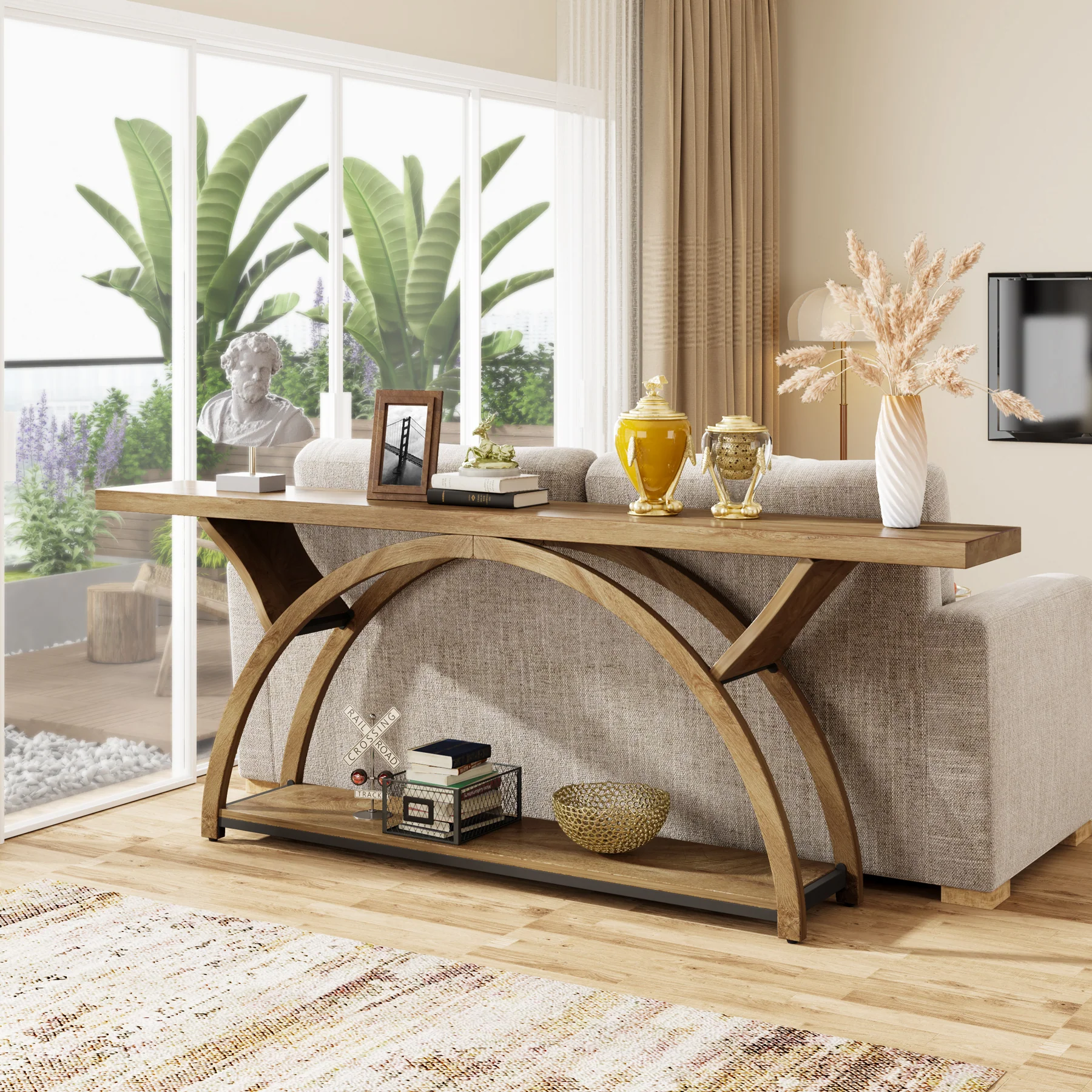 Tribesigns 70.87-Inch Rustic Console Table with Storage Shelf, Narrow Sofa Table for Entryway and Hallway - Image 8
