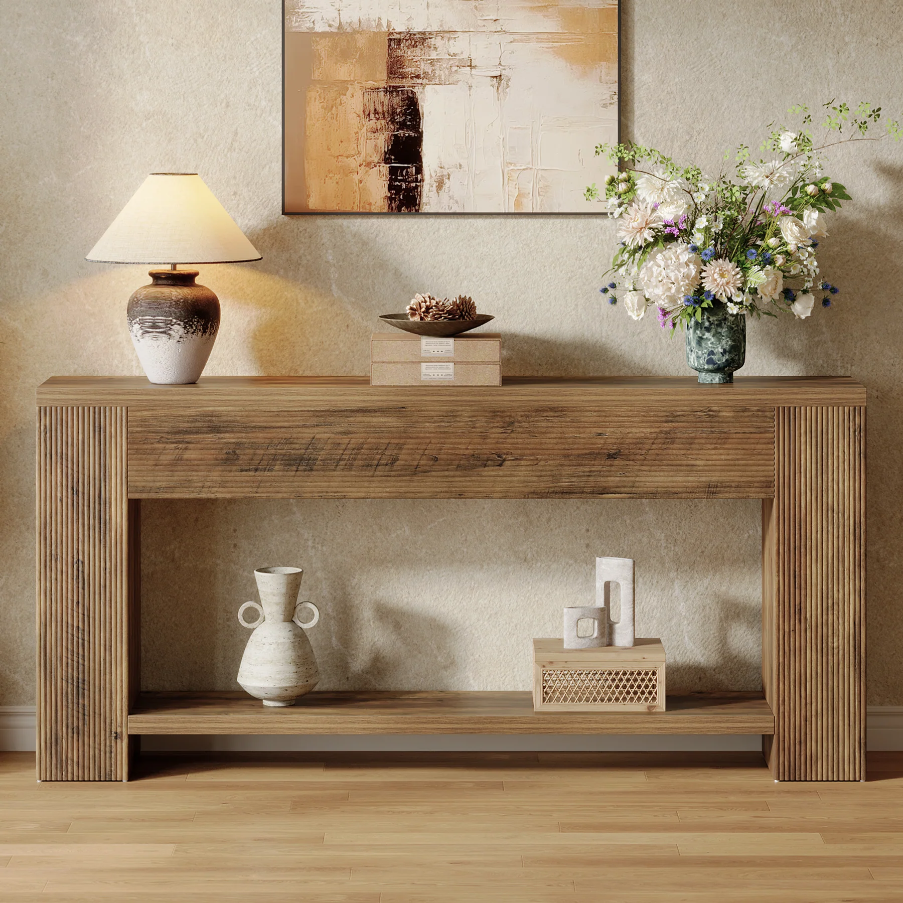 Tribesigns 70.9-Inch Console Table, Farmhouse Fluted Sofa Table for Entryway and Living Room - Image 10