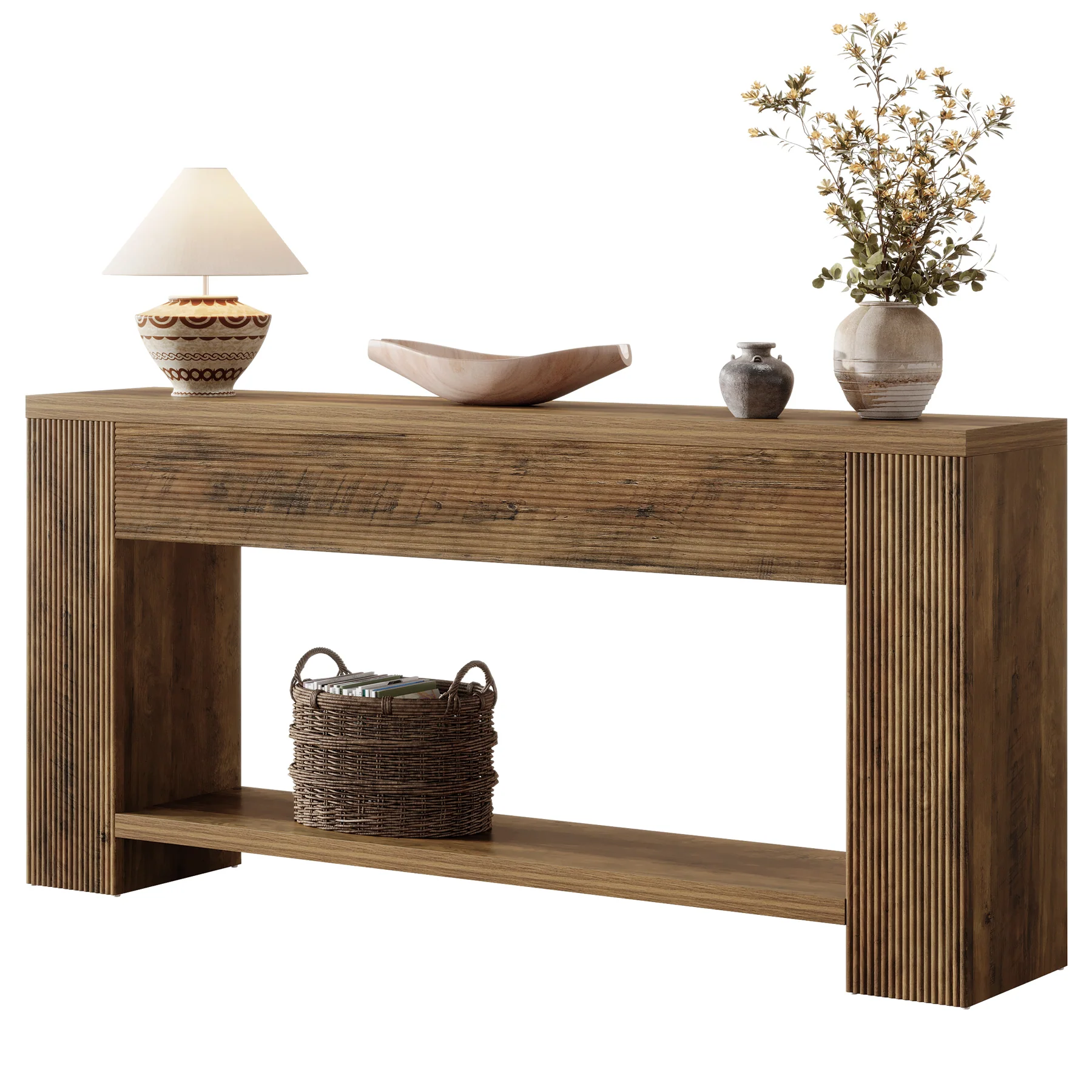 Tribesigns 70.9-Inch Console Table, Farmhouse Fluted Sofa Table for Entryway and Living Room - Image 11