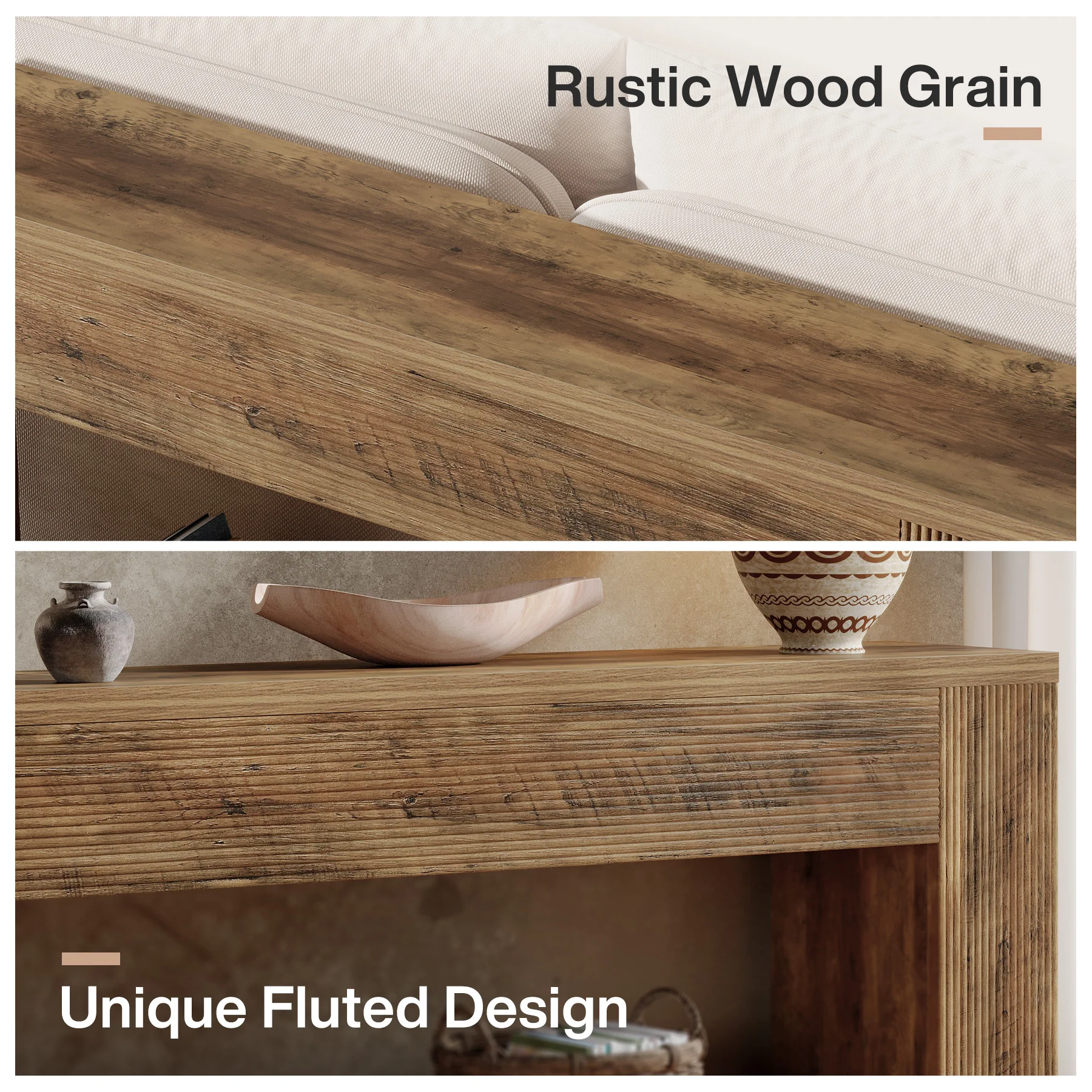 Tribesigns 70.9-Inch Console Table, Farmhouse Fluted Sofa Table for Entryway and Living Room - Image 4