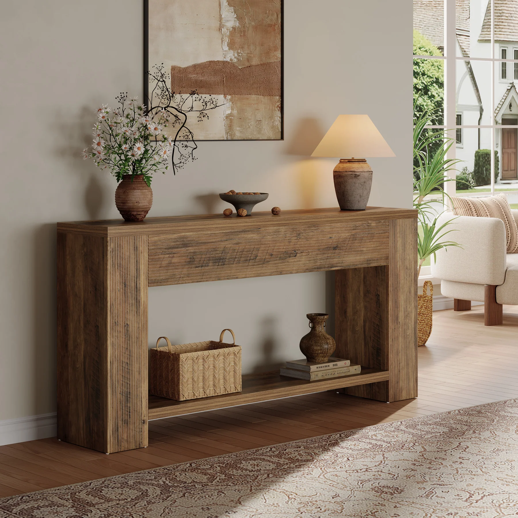 Tribesigns 70.9-Inch Console Table, Farmhouse Fluted Sofa Table for Entryway and Living Room - Image 6