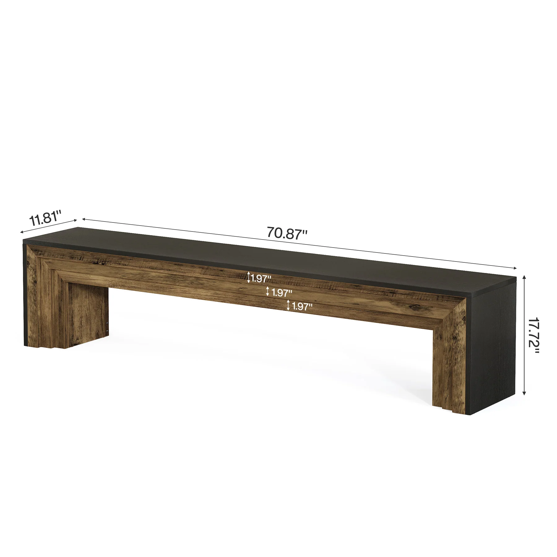 Tribesigns 70.9 Inch Extra Long Shoe Storage Bench, Modern Wooden Entryway Bench for Hallway - Image 2