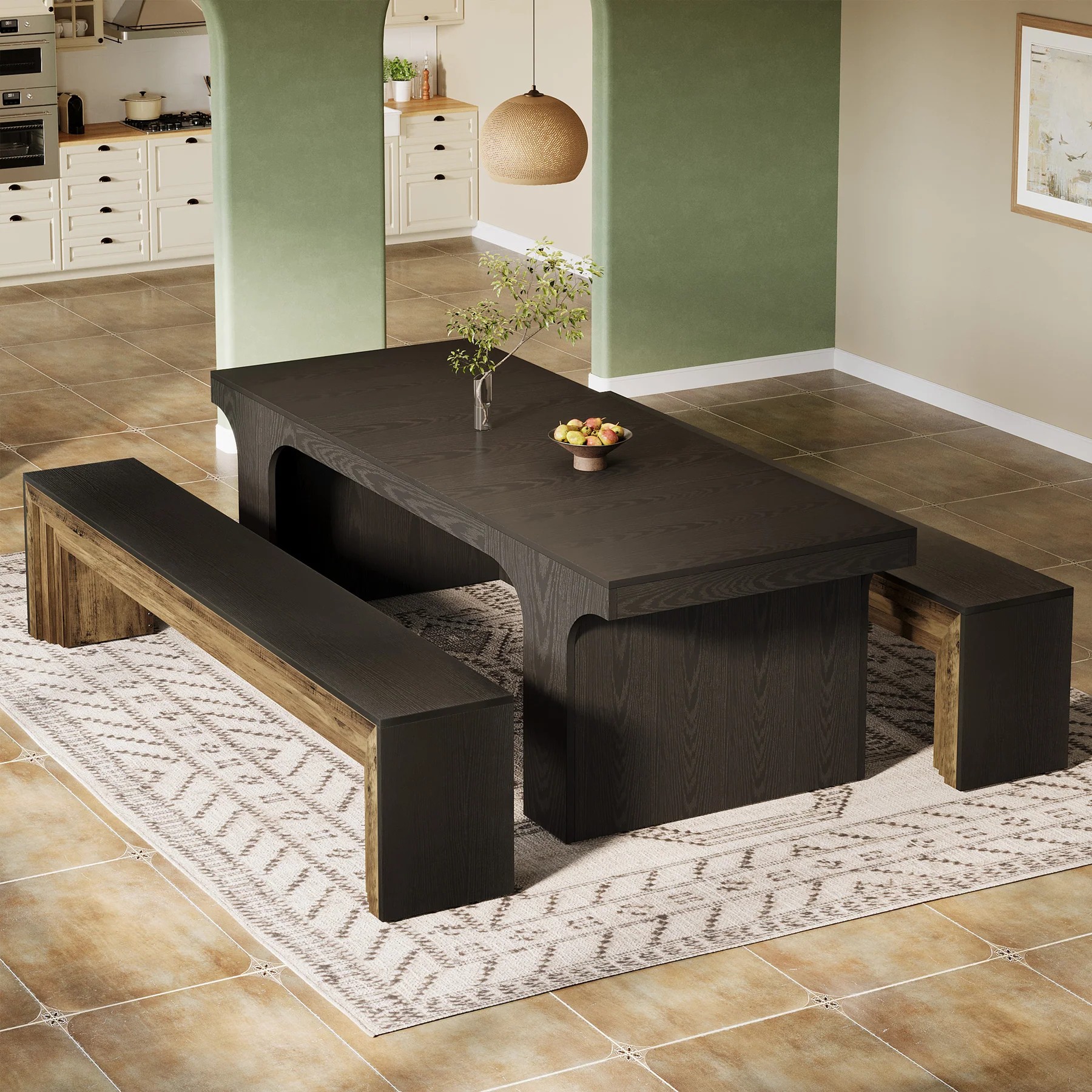 70.9 Inch Extra Long Dining Bench, Farmhouse Wooden Kitchen Bench with 440 lb Capacity for Dining Room - Image 8