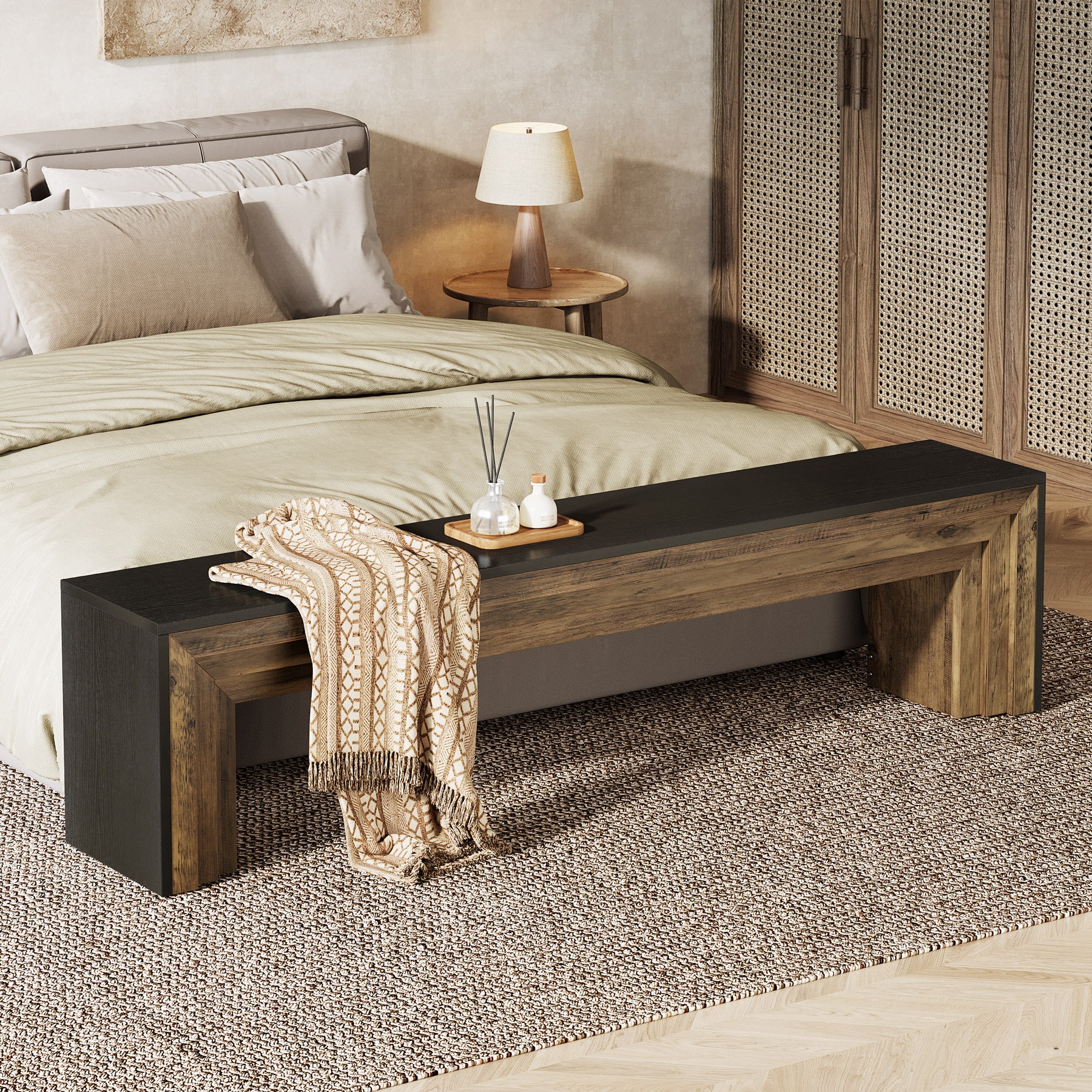 Tribesigns 70.9 Inch Extra Long Shoe Storage Bench, Modern Wooden Entryway Bench for Hallway - Image 4