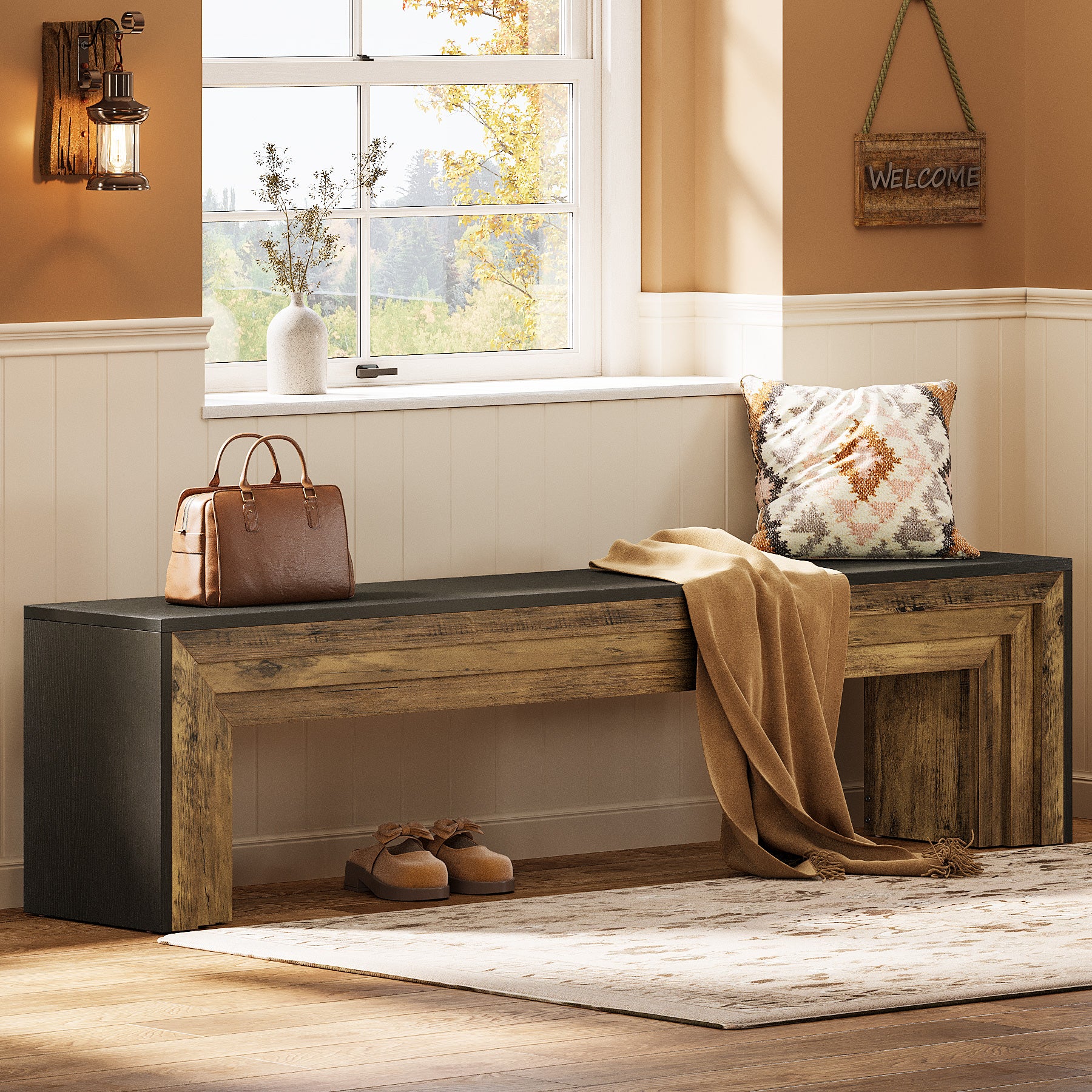 Tribesigns 70.9 Inch Extra Long Shoe Storage Bench, Modern Wooden Entryway Bench for Hallway - Image 8