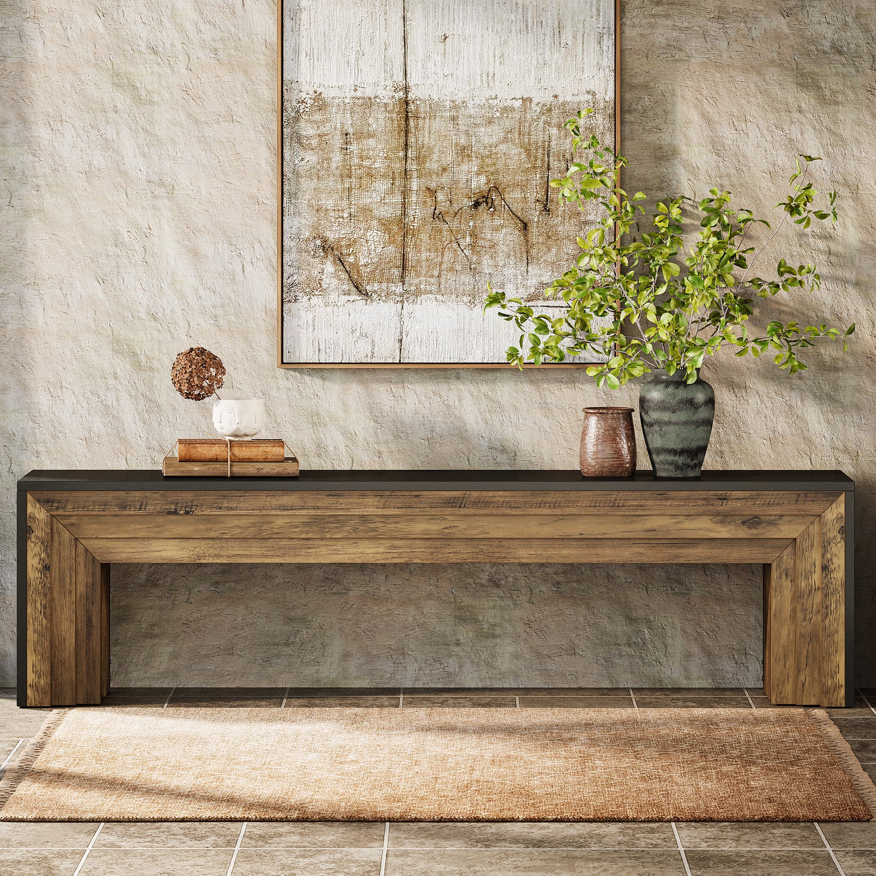 Tribesigns 70.9 Inch Extra Long Shoe Storage Bench, Modern Wooden Entryway Bench for Hallway - Image 9