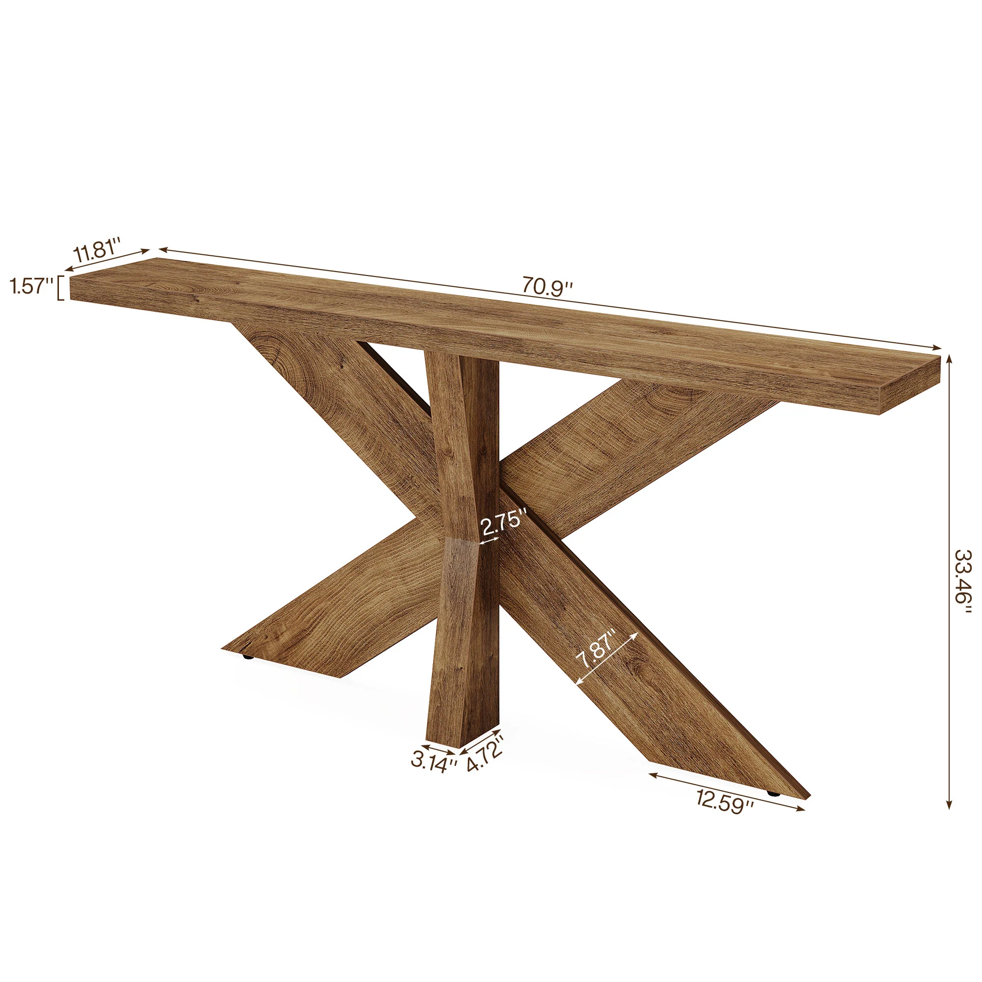 Tribesigns 70.9-Inch Console Table, Farmhouse Sofa Table with Wooden Geometric Base for Entryway and Living Room - Image 2