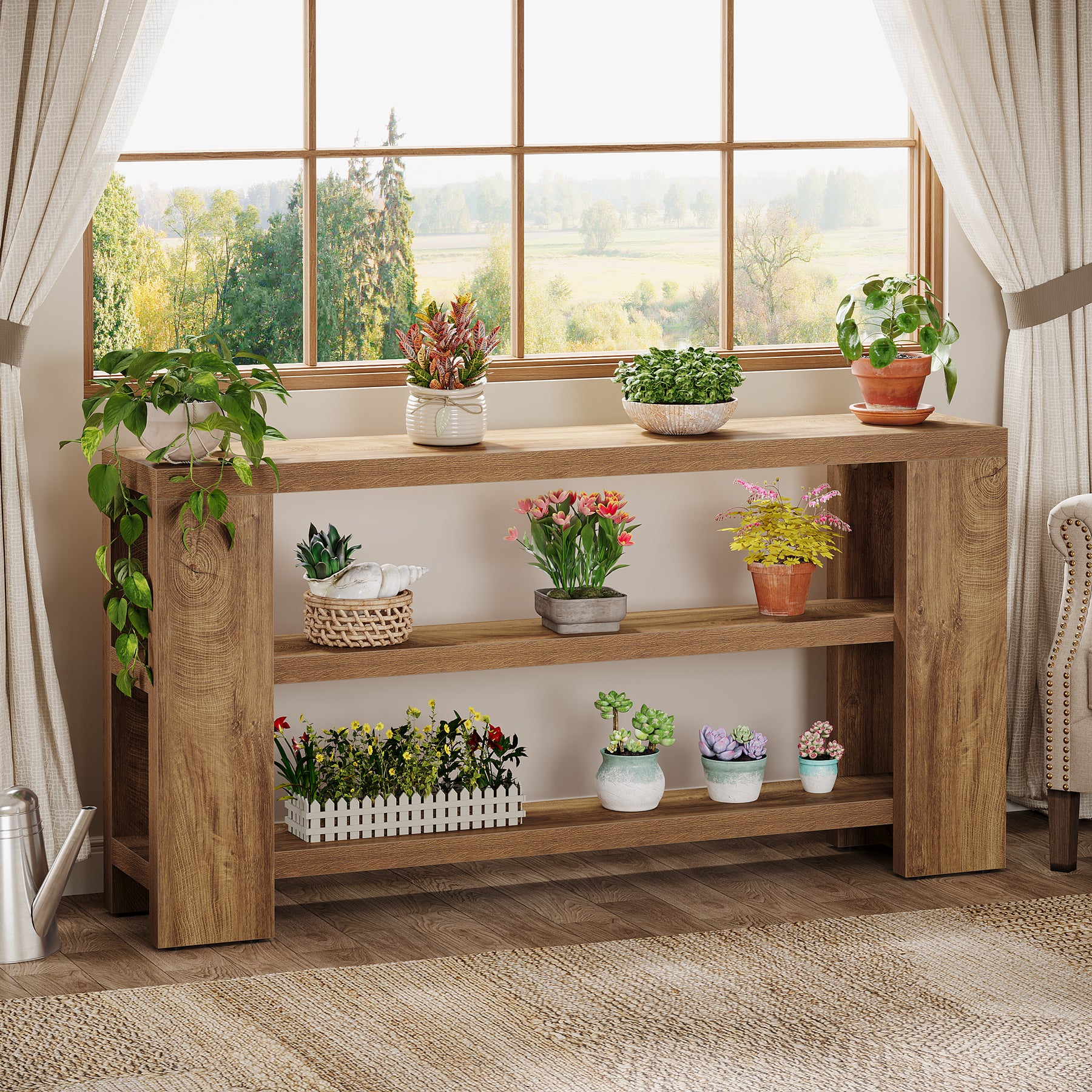 70.9-Inch Industrial Console Table, Narrow Wooden Sofa Table with Metal Frame - Image 10