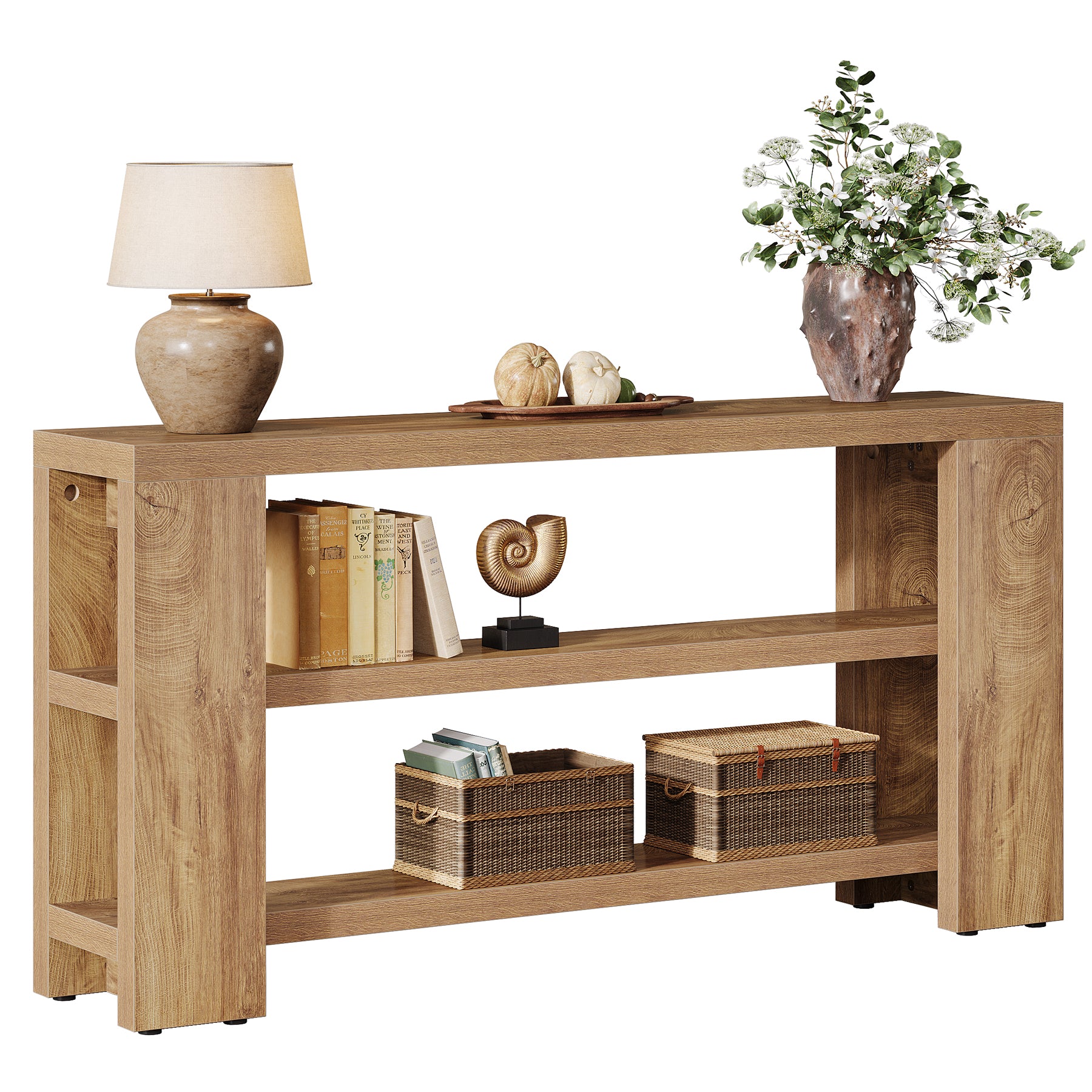 70.9-Inch Industrial Console Table, Narrow Wooden Sofa Table with Metal Frame - Image 13