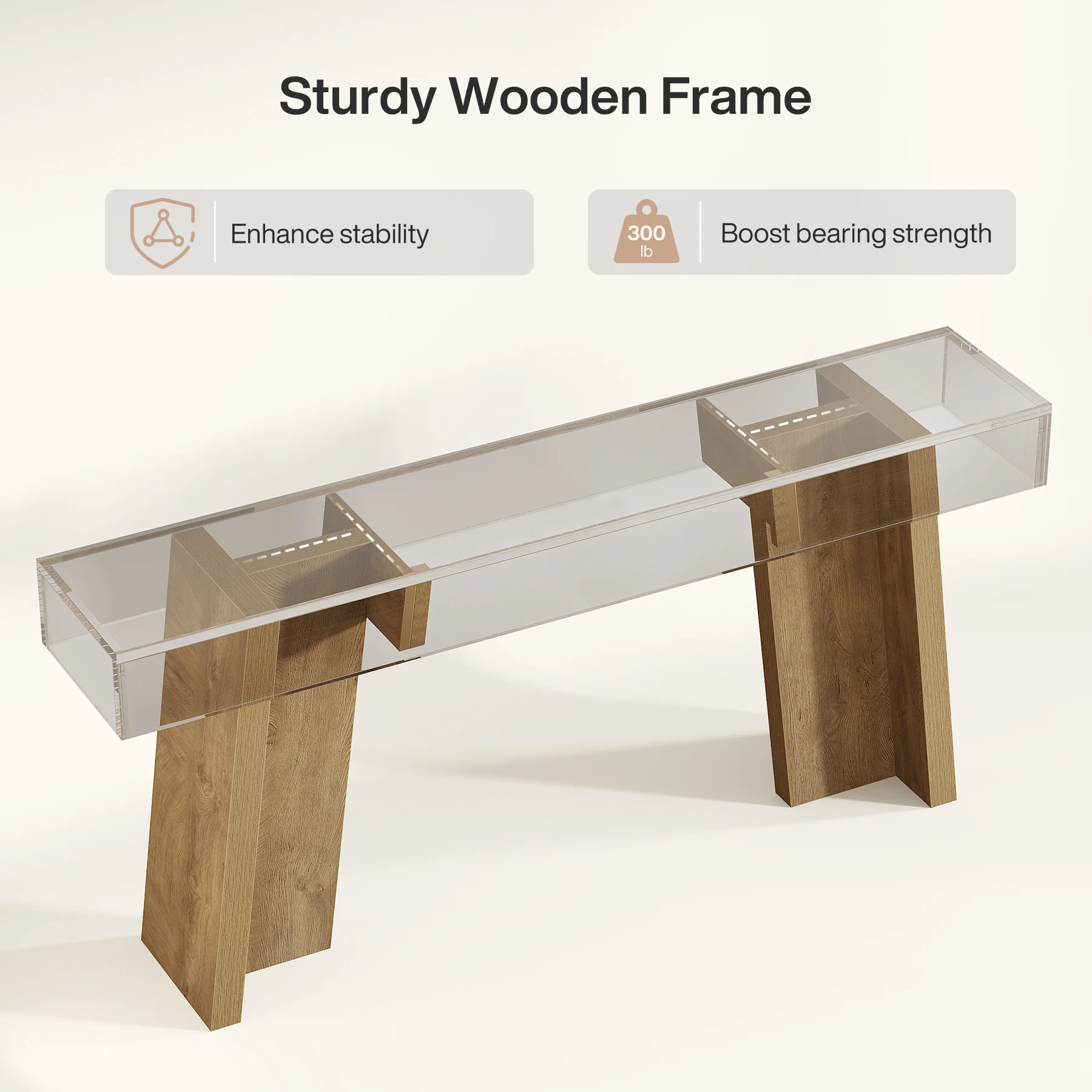 Tribesigns 70.9-Inch Long Console Table with Crossbar Support, Farmhouse Entryway Table for Living Room - Image 3