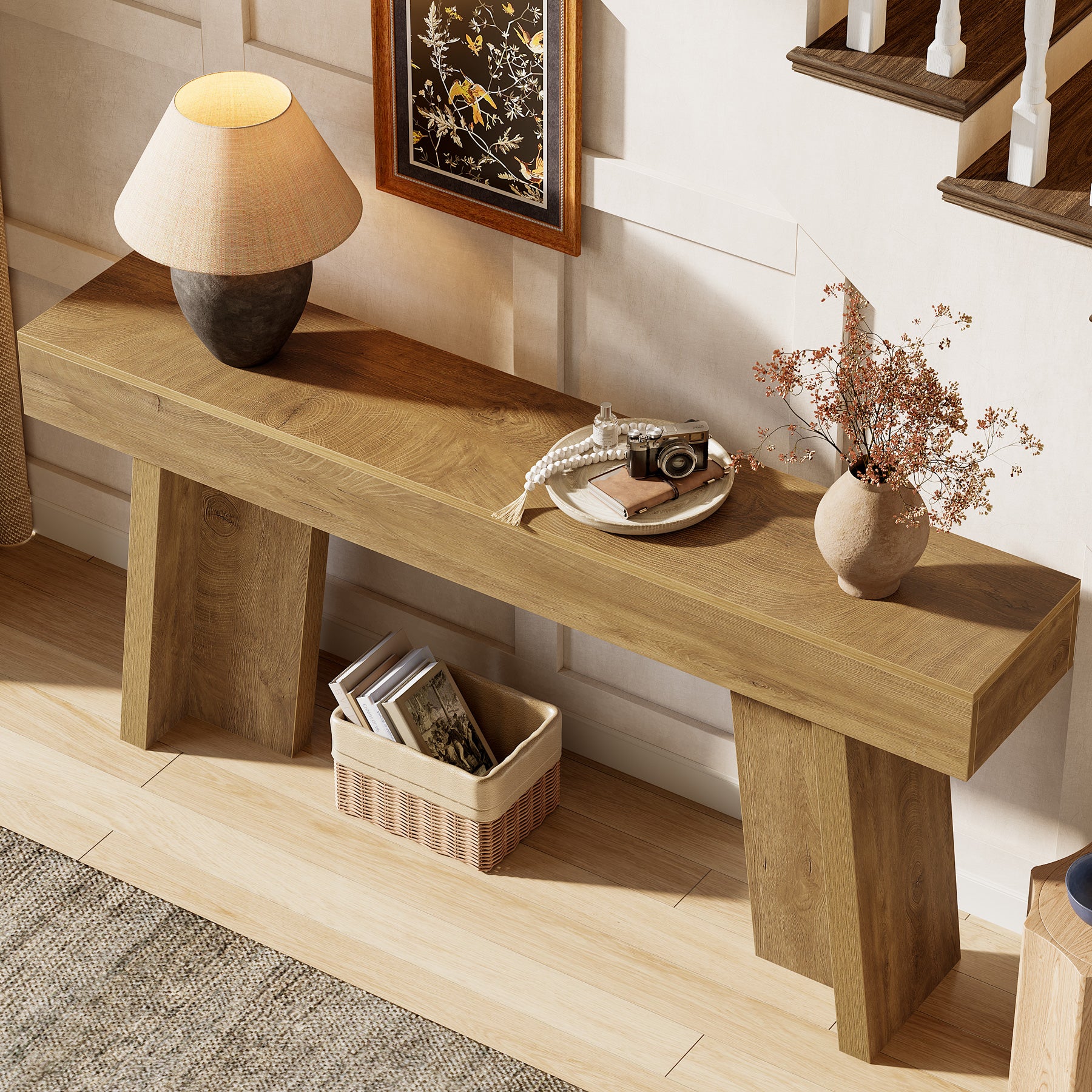 Tribesigns 70.9-Inch Long Console Table with Crossbar Support, Farmhouse Entryway Table for Living Room - Image 4
