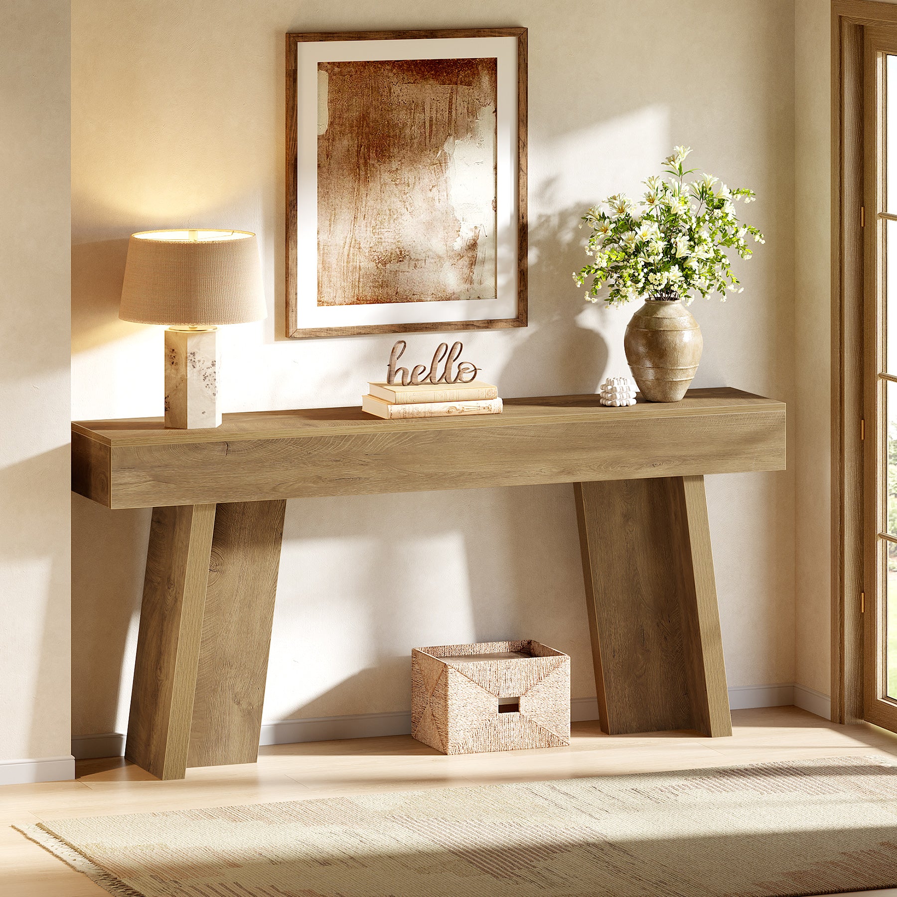 Tribesigns 70.9-Inch Long Console Table with Crossbar Support, Farmhouse Entryway Table for Living Room - Image 8