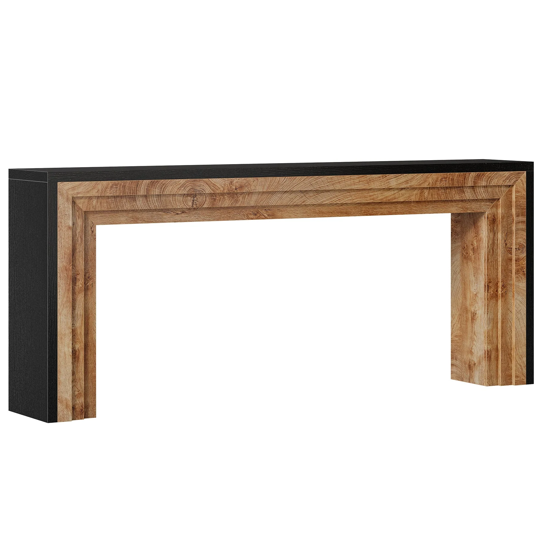 71" Farmhouse Console Table - Narrow Wood Sofa Table in Black & Natural for Entryway & Living Room - Image 9