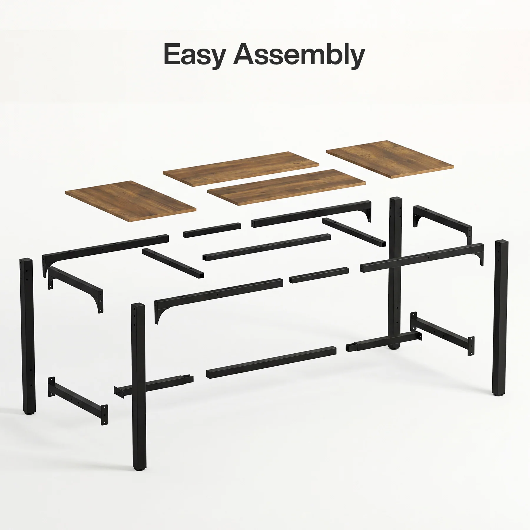 70.9 Inch Industrial Bar Table with Metal Footrest, Counter Height Pub Table for Dining Room and Home Bar - Image 12