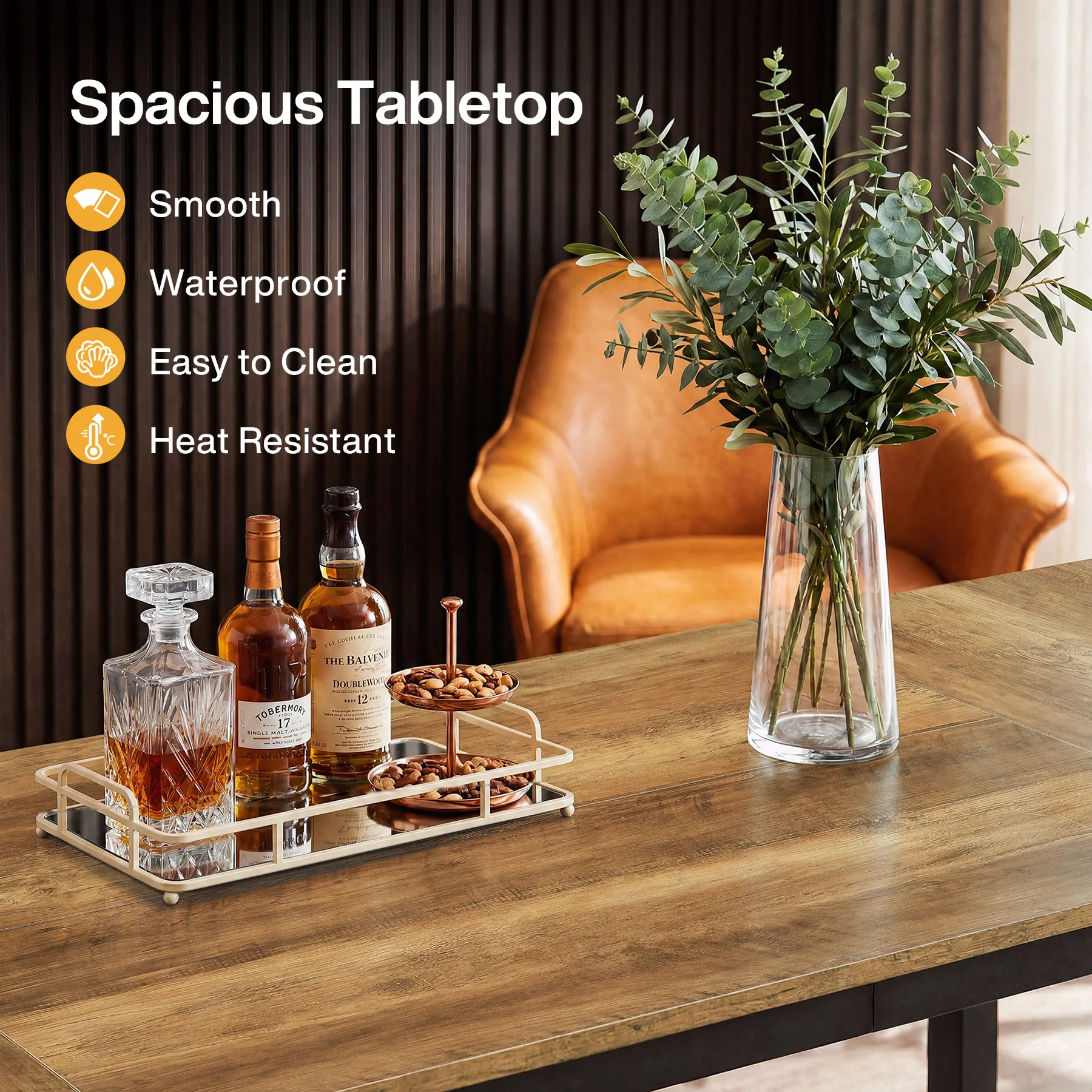 70.9 Inch Industrial Bar Table with Metal Footrest, Counter Height Pub Table for Dining Room and Home Bar - Image 3