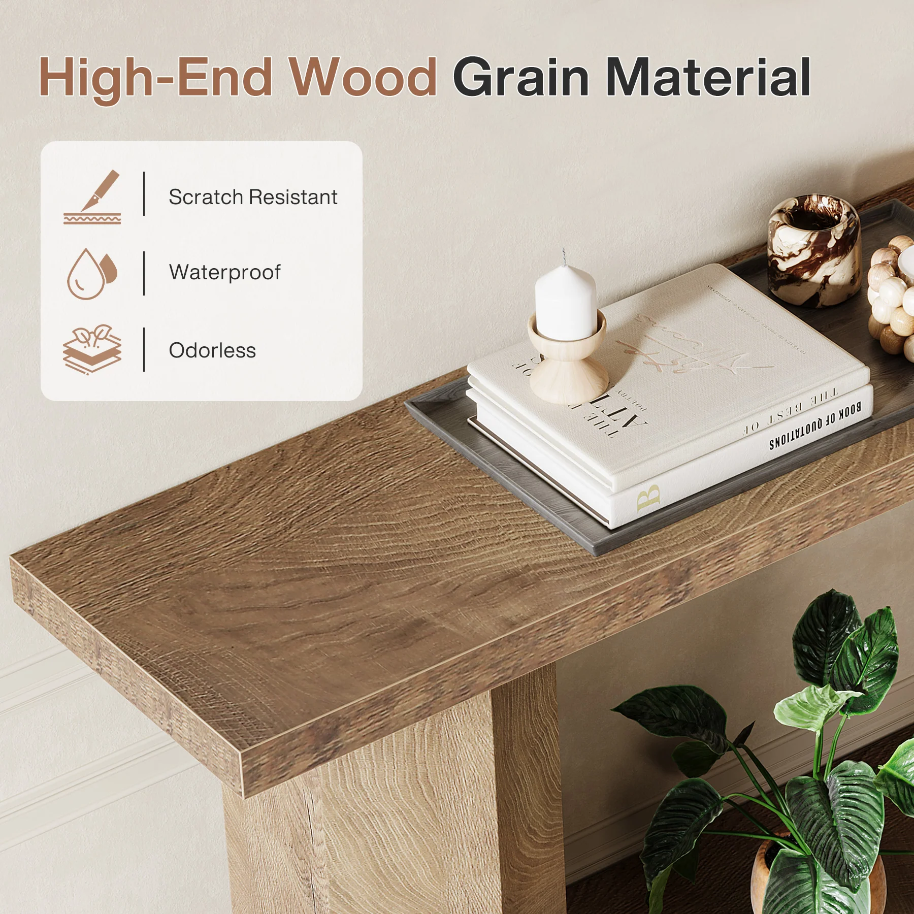 70.87-Inch Wooden Console Table for Entryway, Long Sofa Table Behind Couch - Image 12