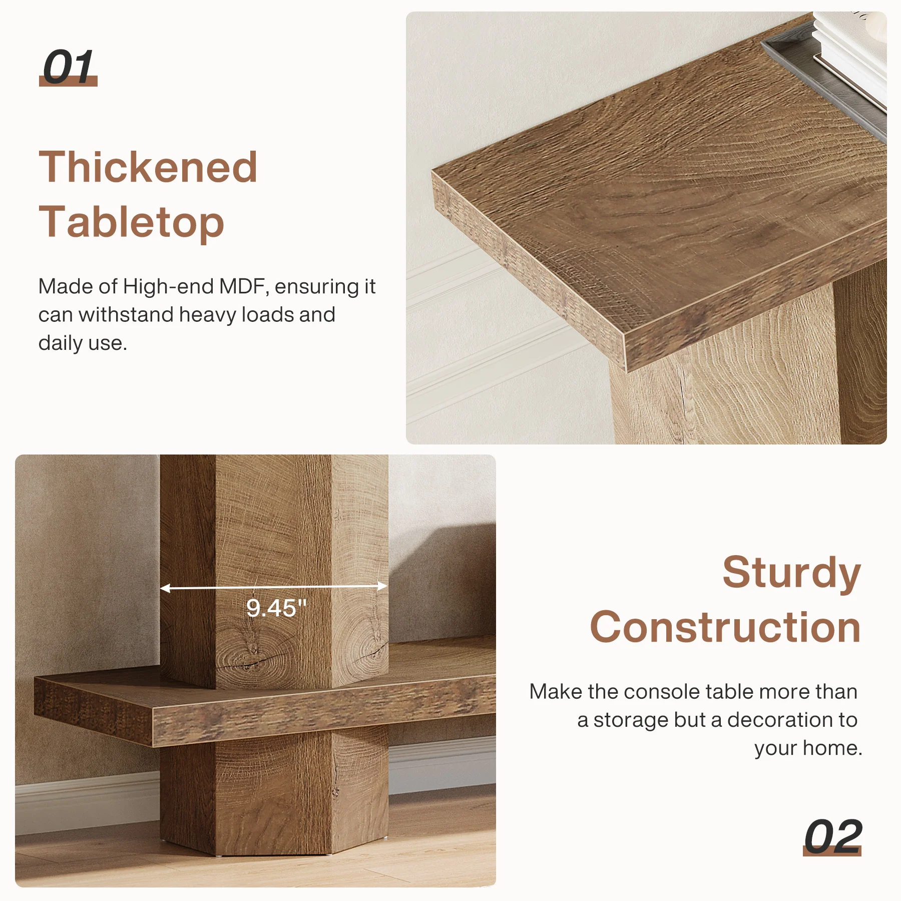 70.87-Inch Wooden Console Table for Entryway, Long Sofa Table Behind Couch - Image 13
