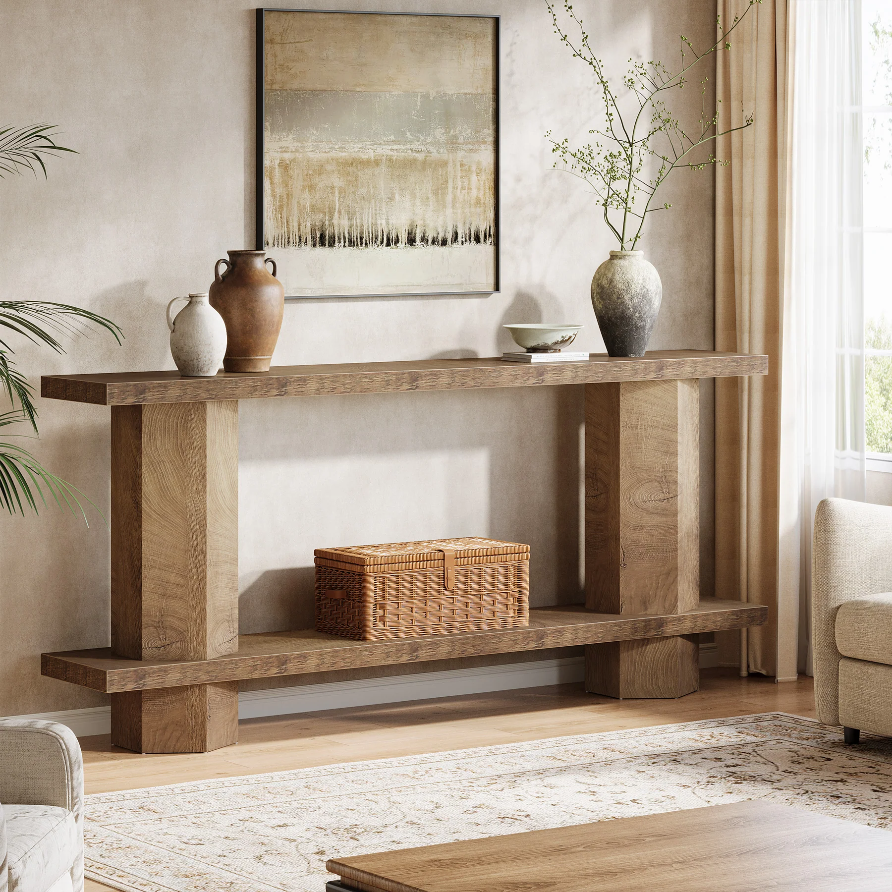 70.87-Inch Wooden Console Table for Entryway, Long Sofa Table Behind Couch - Image 3