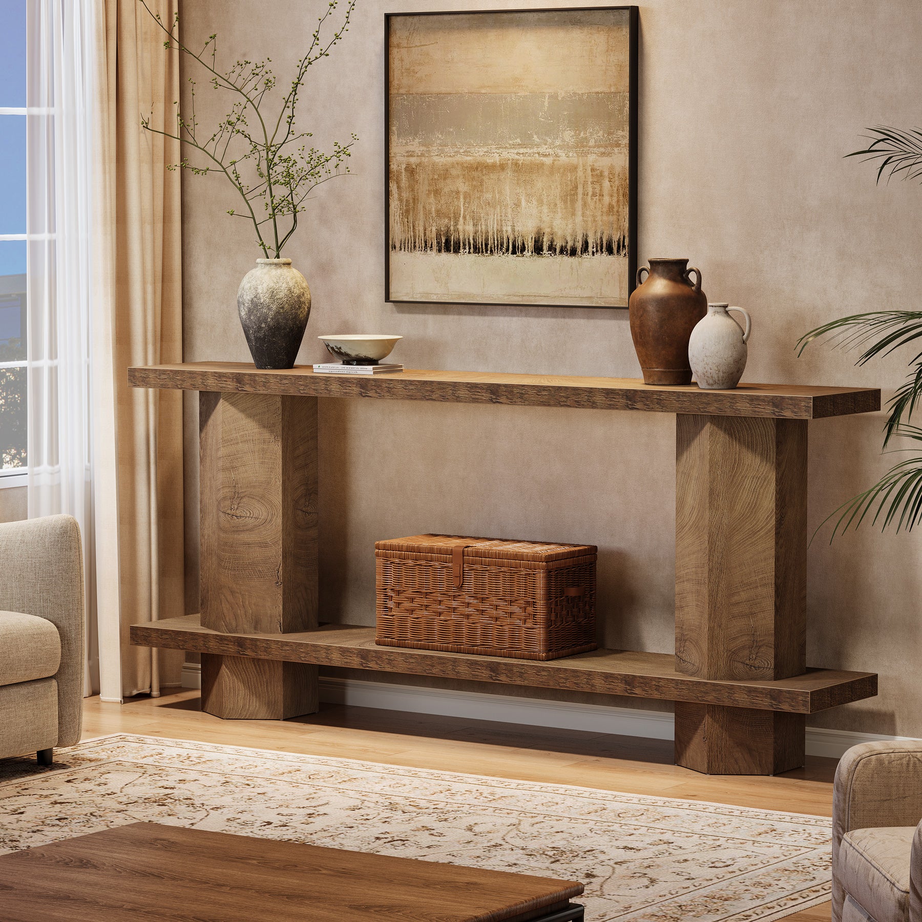 70.87-Inch Wooden Console Table for Entryway, Long Sofa Table Behind Couch - Image 4