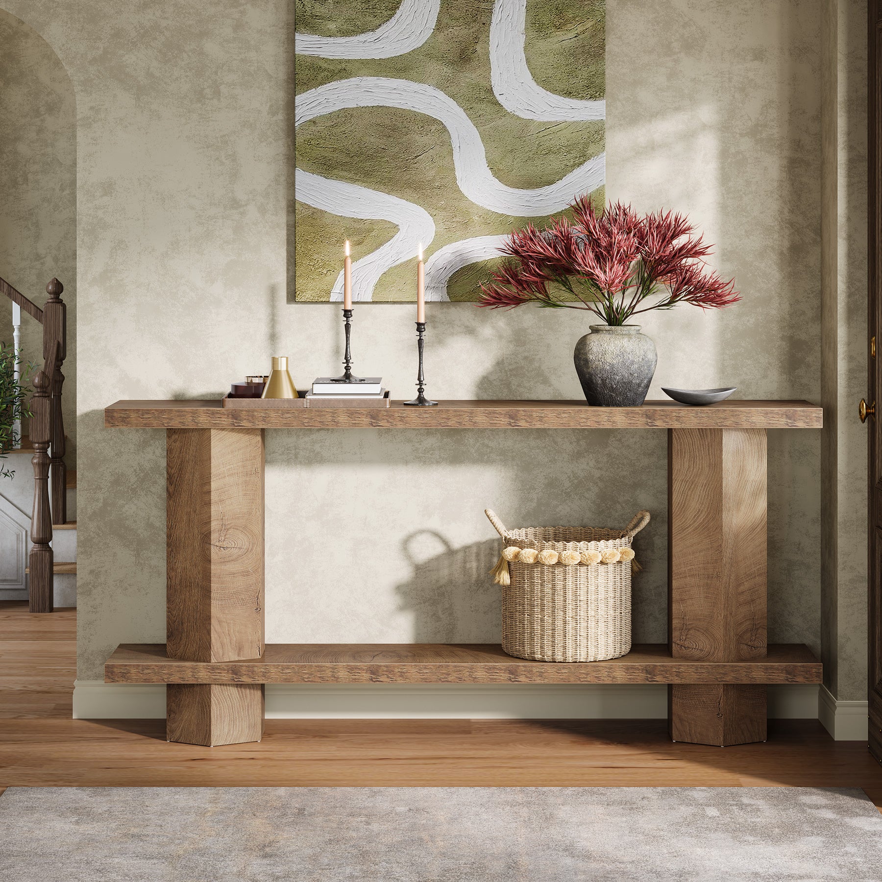70.87-Inch Wooden Console Table for Entryway, Long Sofa Table Behind Couch - Image 5