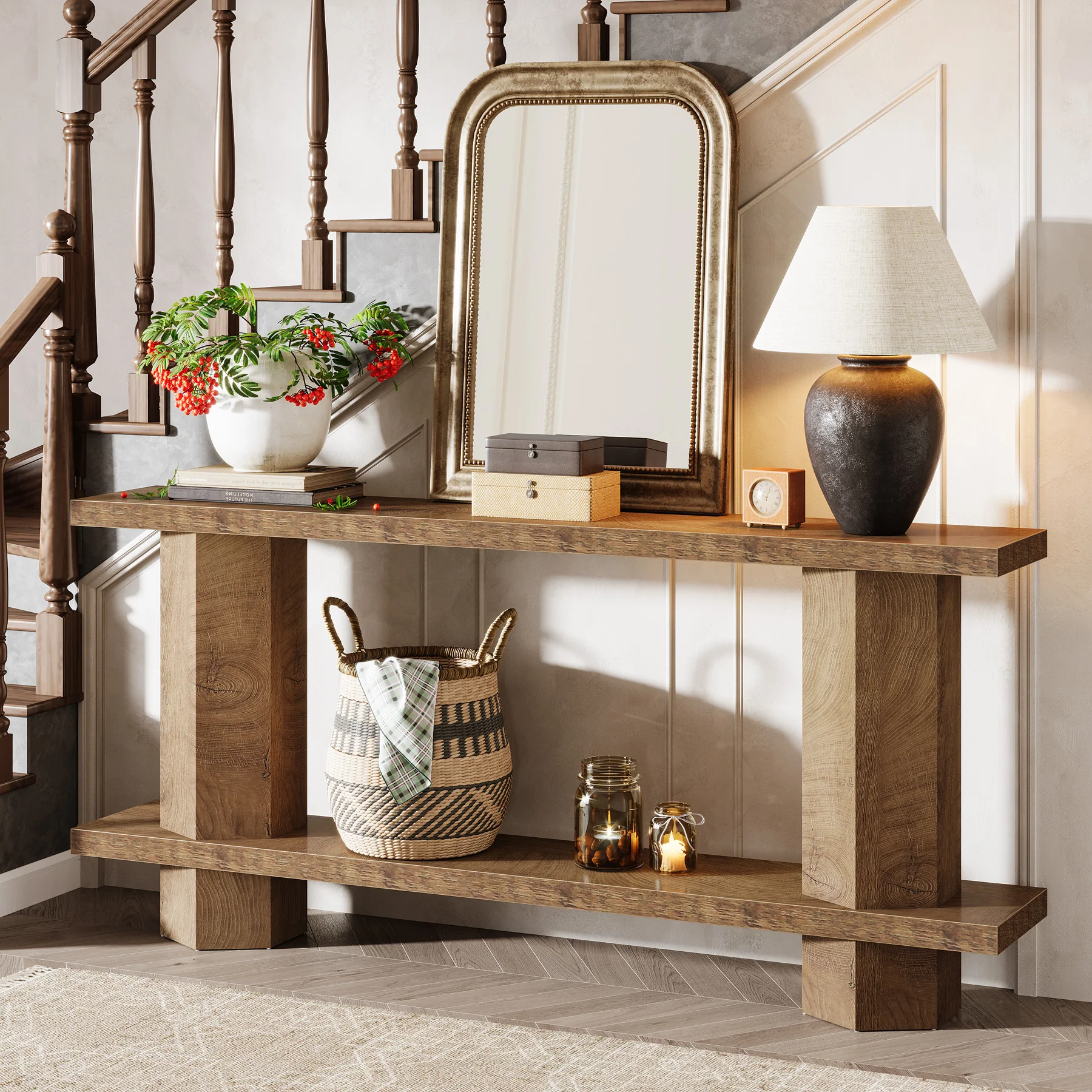 70.87-Inch Wooden Console Table for Entryway, Long Sofa Table Behind Couch - Image 6