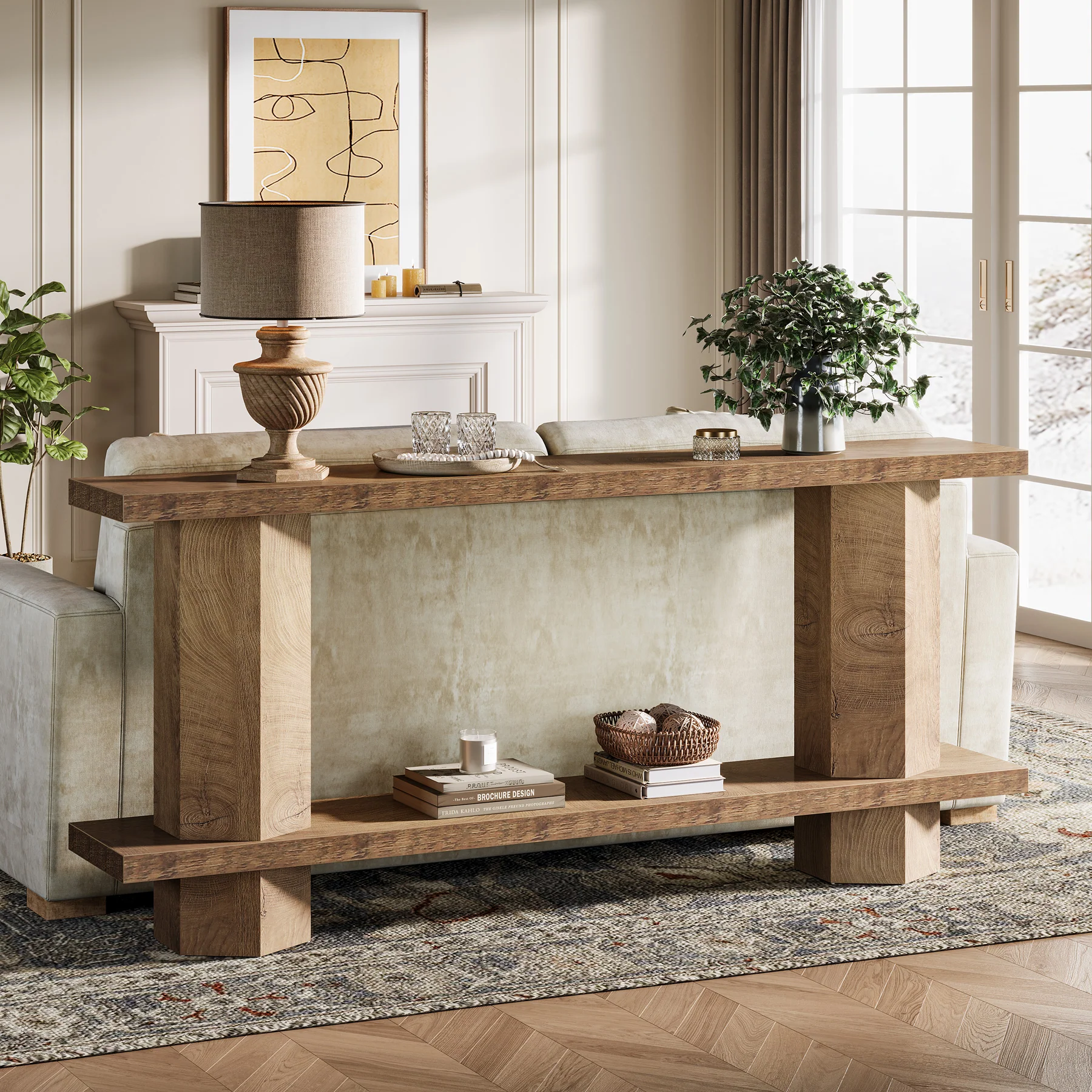 70.87-Inch Wooden Console Table for Entryway, Long Sofa Table Behind Couch - Image 7
