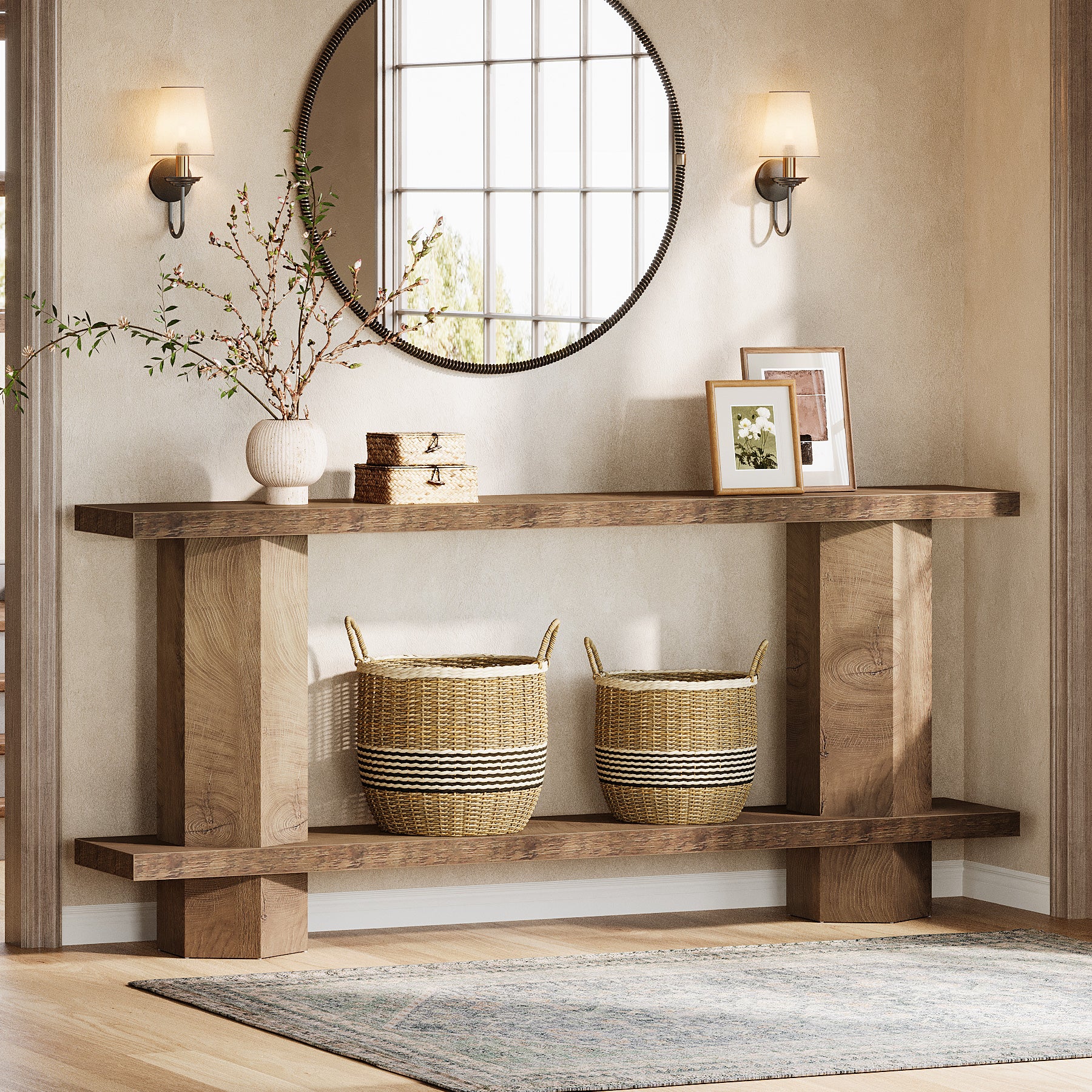 70.87-Inch Wooden Console Table for Entryway, Long Sofa Table Behind Couch - Image 9