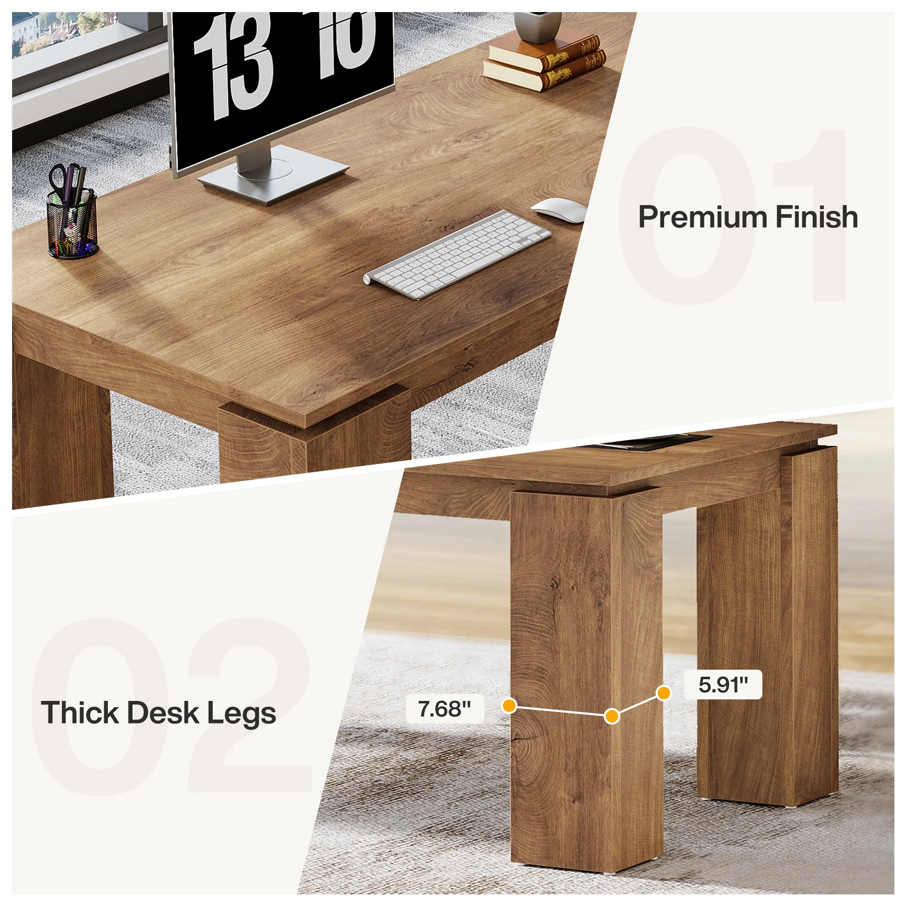 Tribesigns 86.61-Inch Two-Person Computer Desk, Extra Long Wood Workstation Table for Home Office Study Room - Image 4