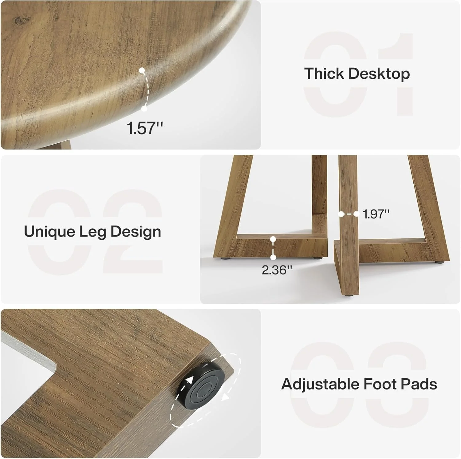 Compact Round Conference Table, 31.5-Inch Office Meeting Desk for Four People in Brown - Image 5