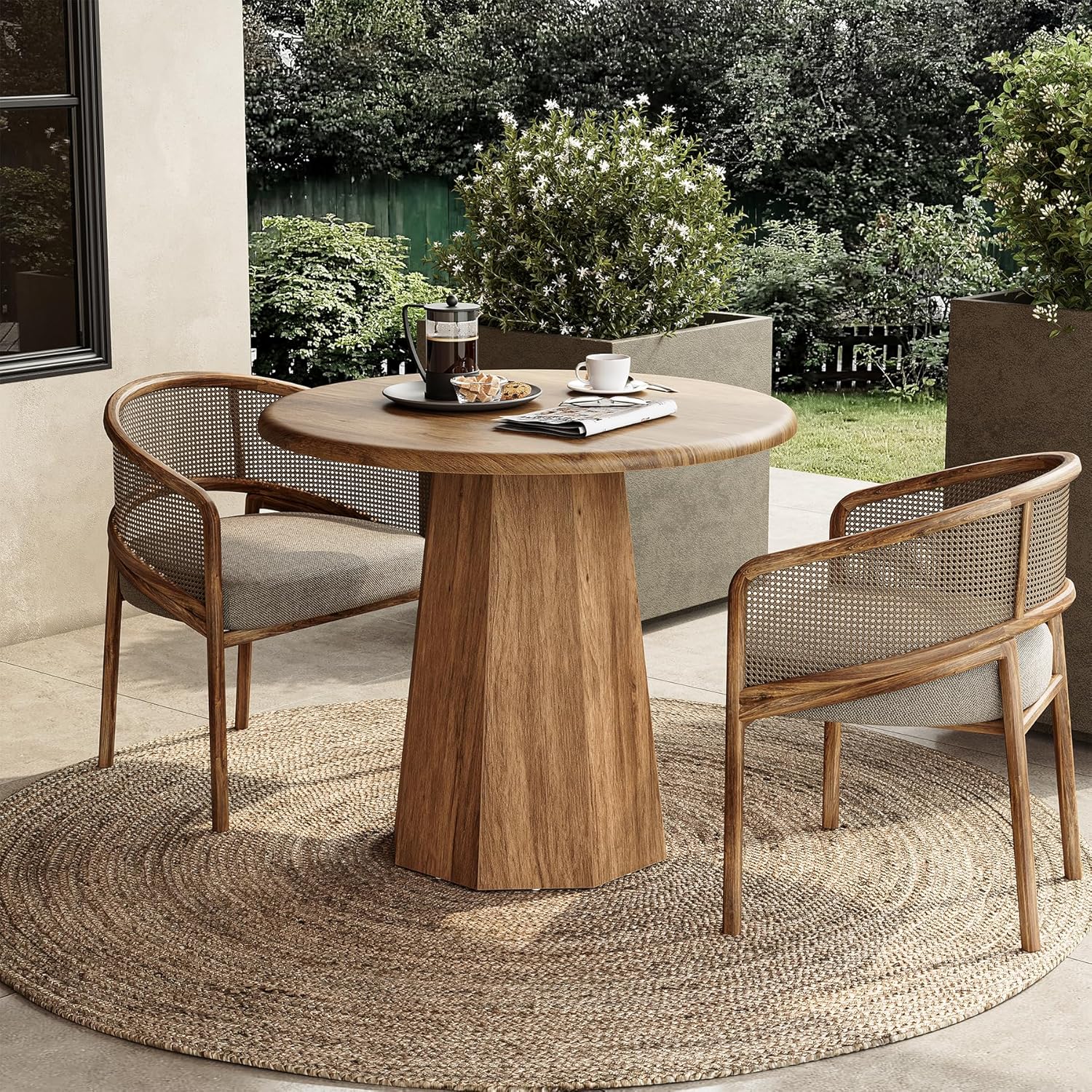 Compact Round Dining Table 31.5", Octagonal Base Kitchen Table for 2-4 People - Image 3