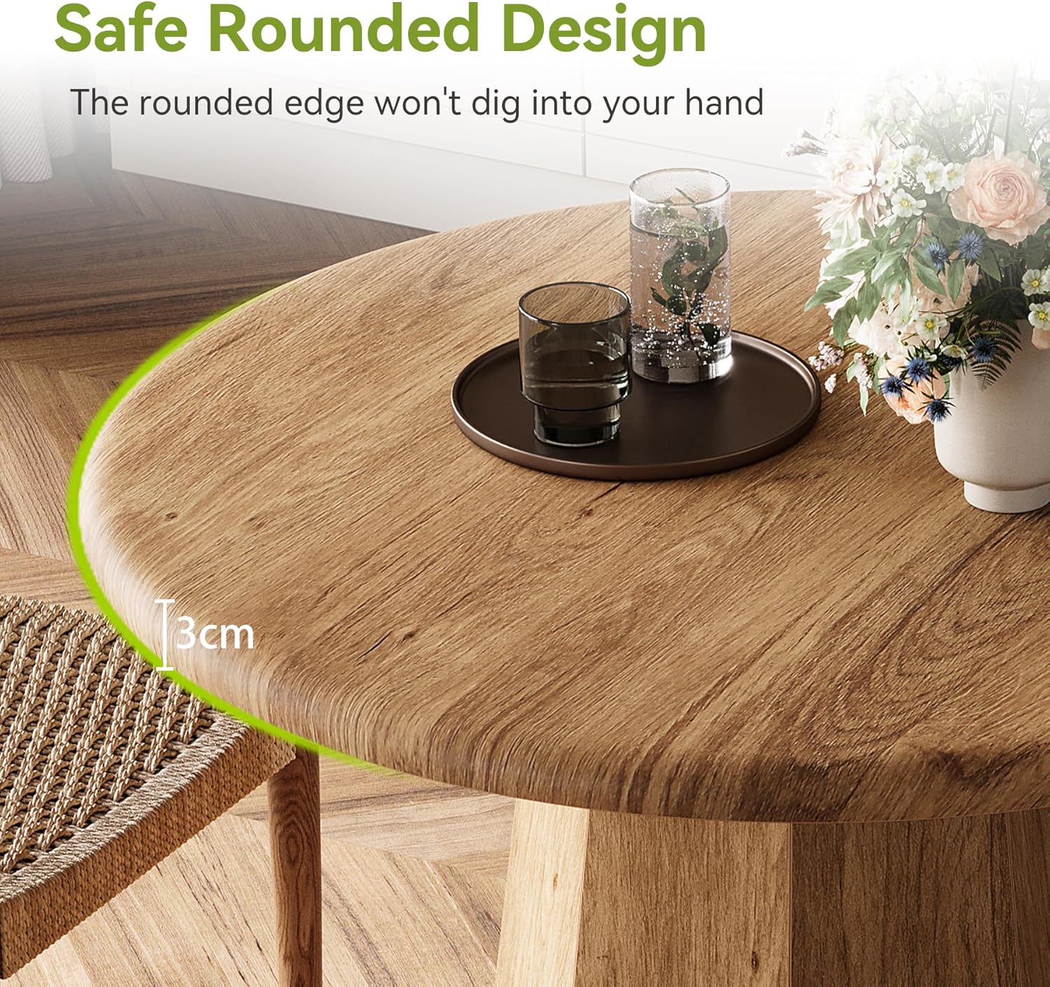 Compact Round Dining Table 31.5", Octagonal Base Kitchen Table for 2-4 People - Image 7