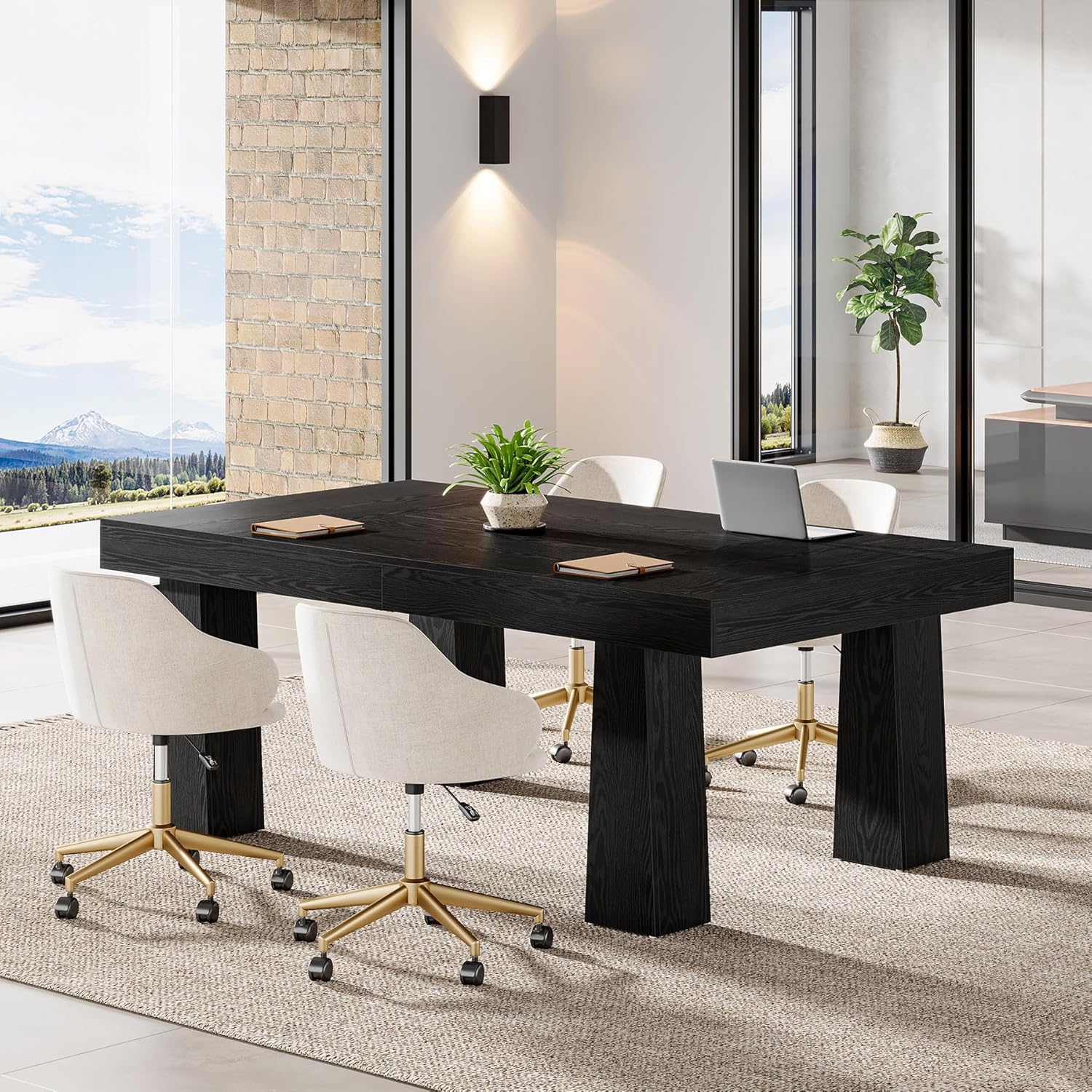Tribesigns 63" Conference Table, Rectangular Meeting Table for Office