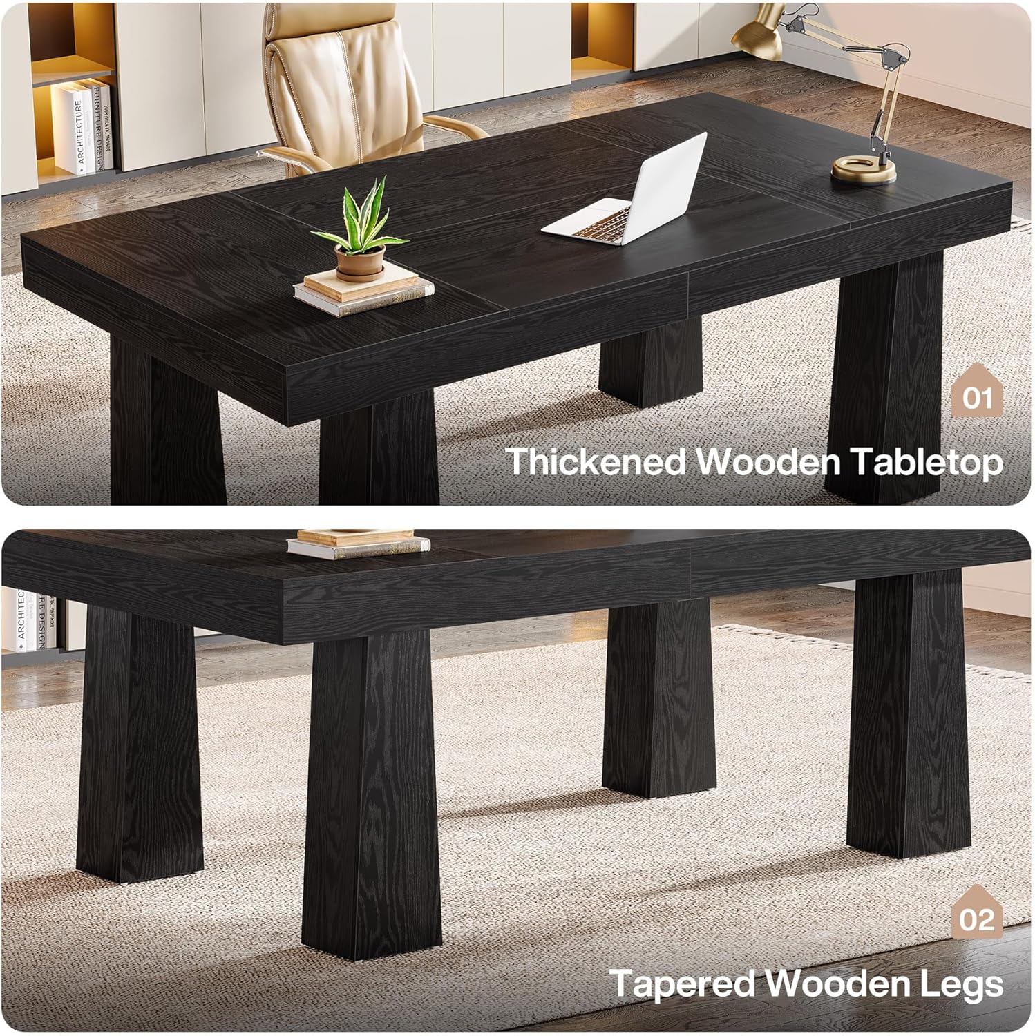 Tribesigns 63" Conference Table, Rectangular Meeting Table for Office - Image 4