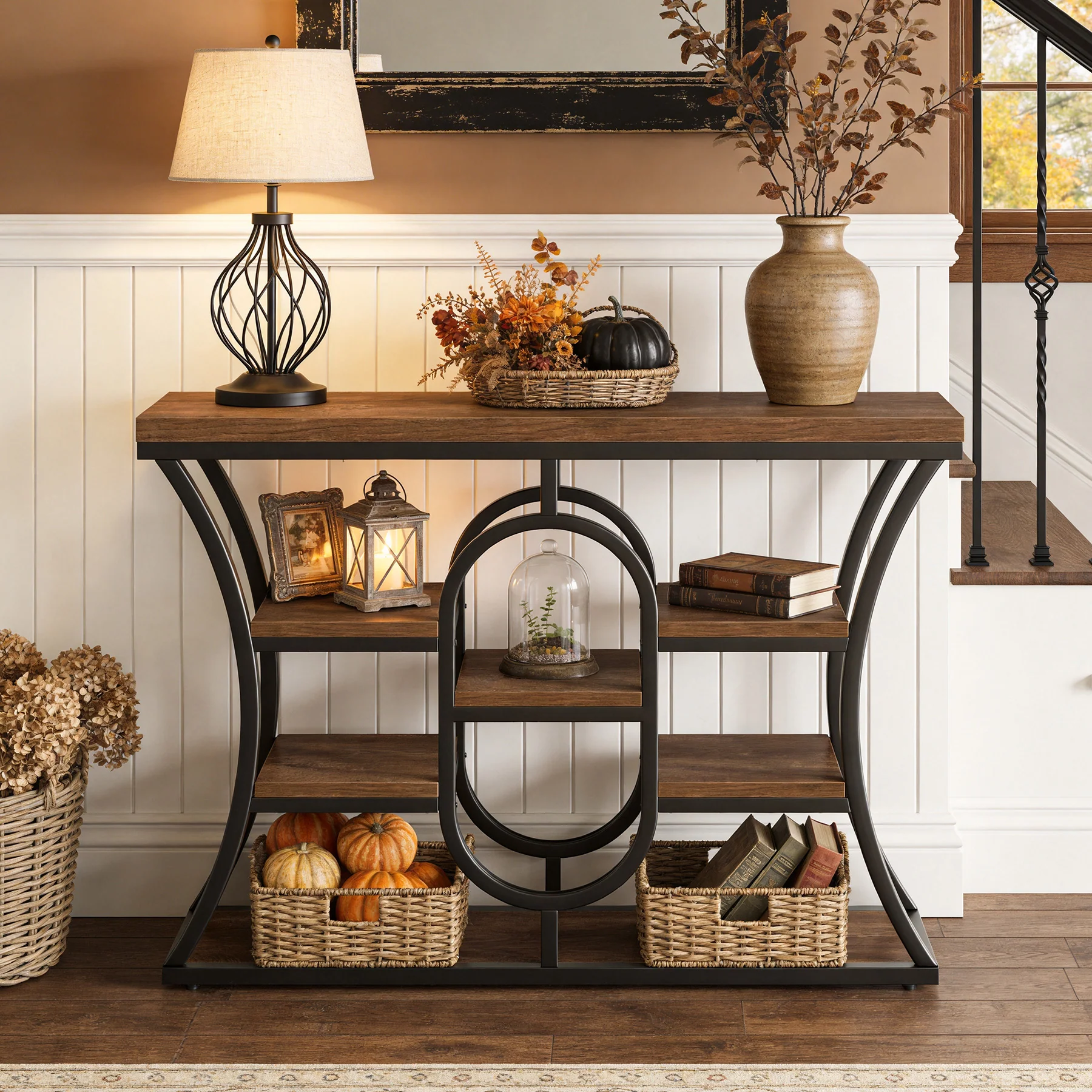 Tribesigns 41.3" Sofa Table, Industrial Console Table with Shelves - Image 11
