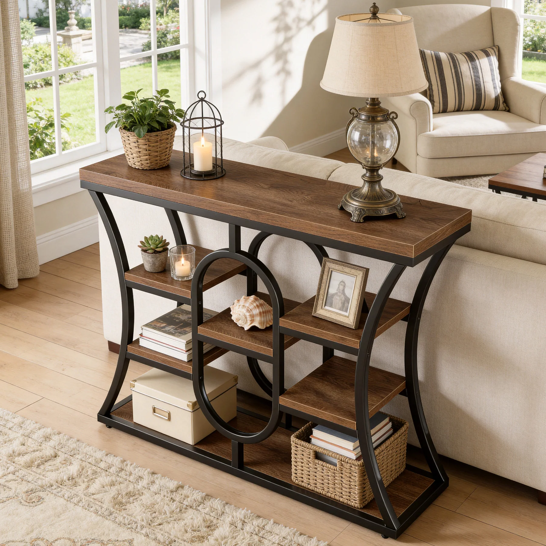 Tribesigns 41.3" Sofa Table, Industrial Console Table with Shelves - Image 12