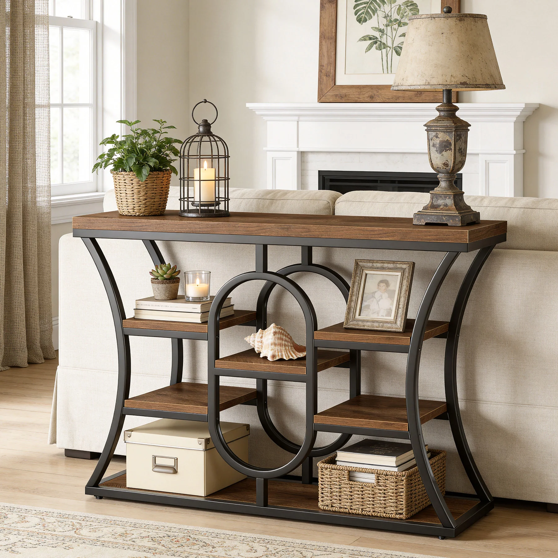 Tribesigns 41.3" Sofa Table, Industrial Console Table with Shelves - Image 13