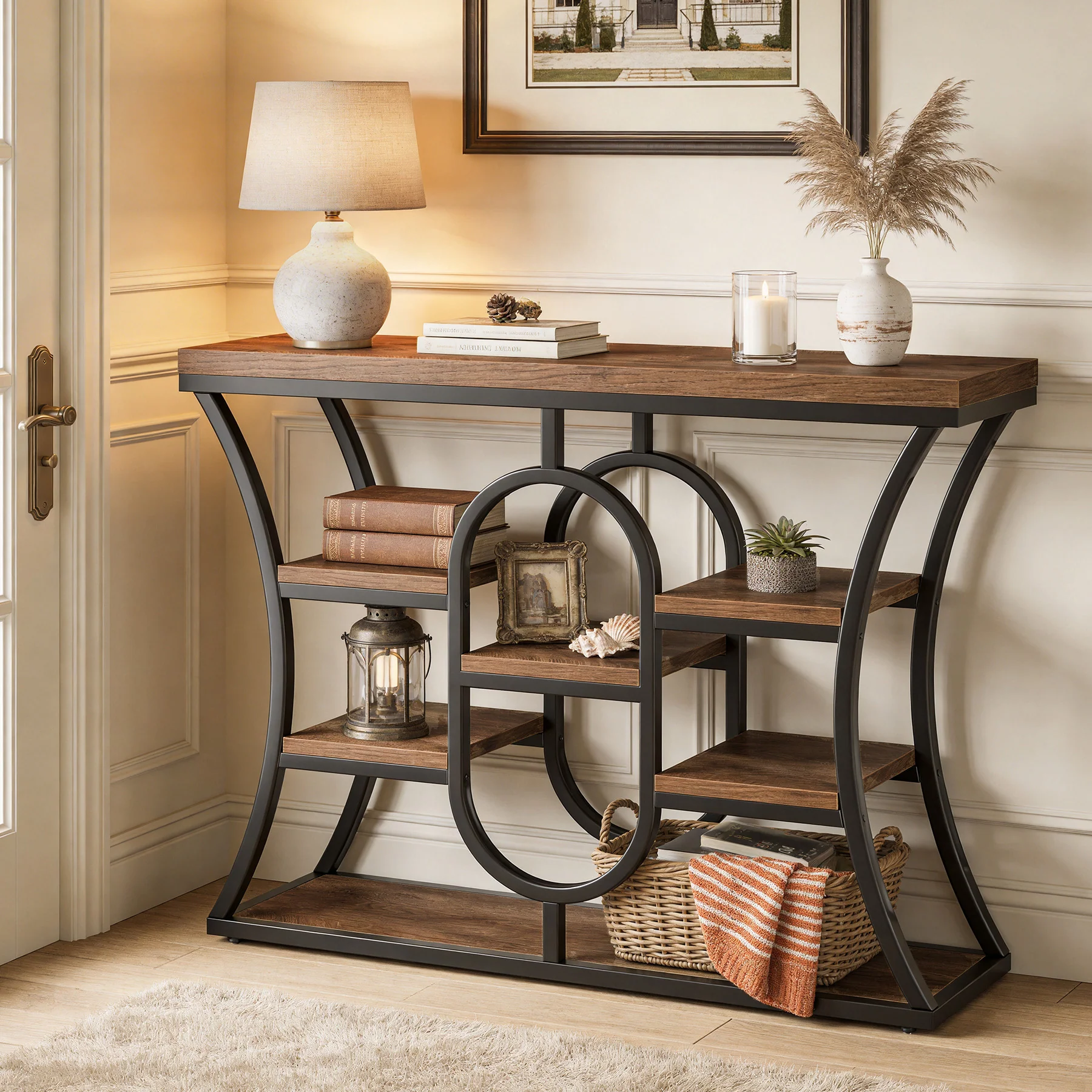 Tribesigns 41.3" Sofa Table, Industrial Console Table with Shelves - Image 14