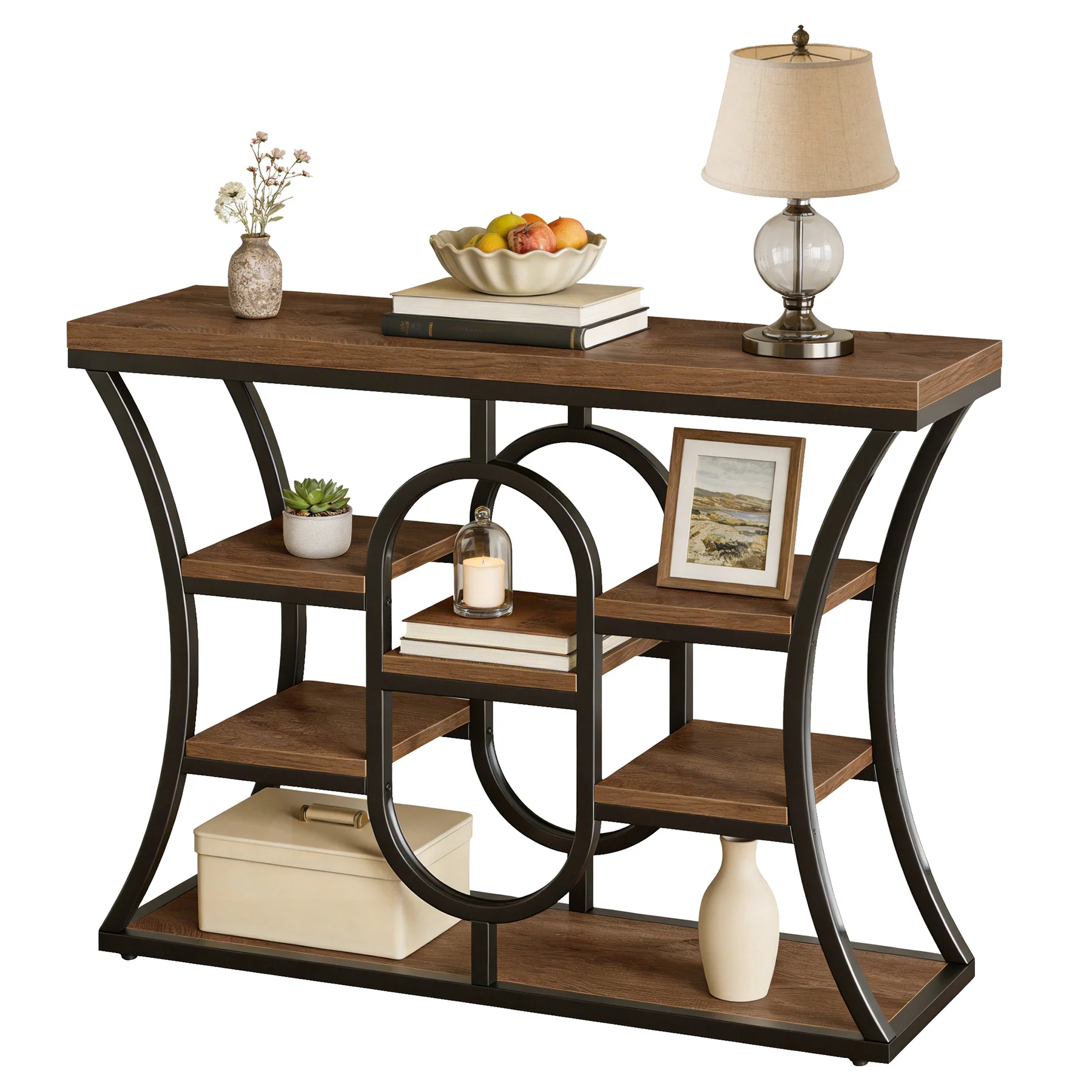 Tribesigns 41.3" Sofa Table, Industrial Console Table with Shelves - Image 15