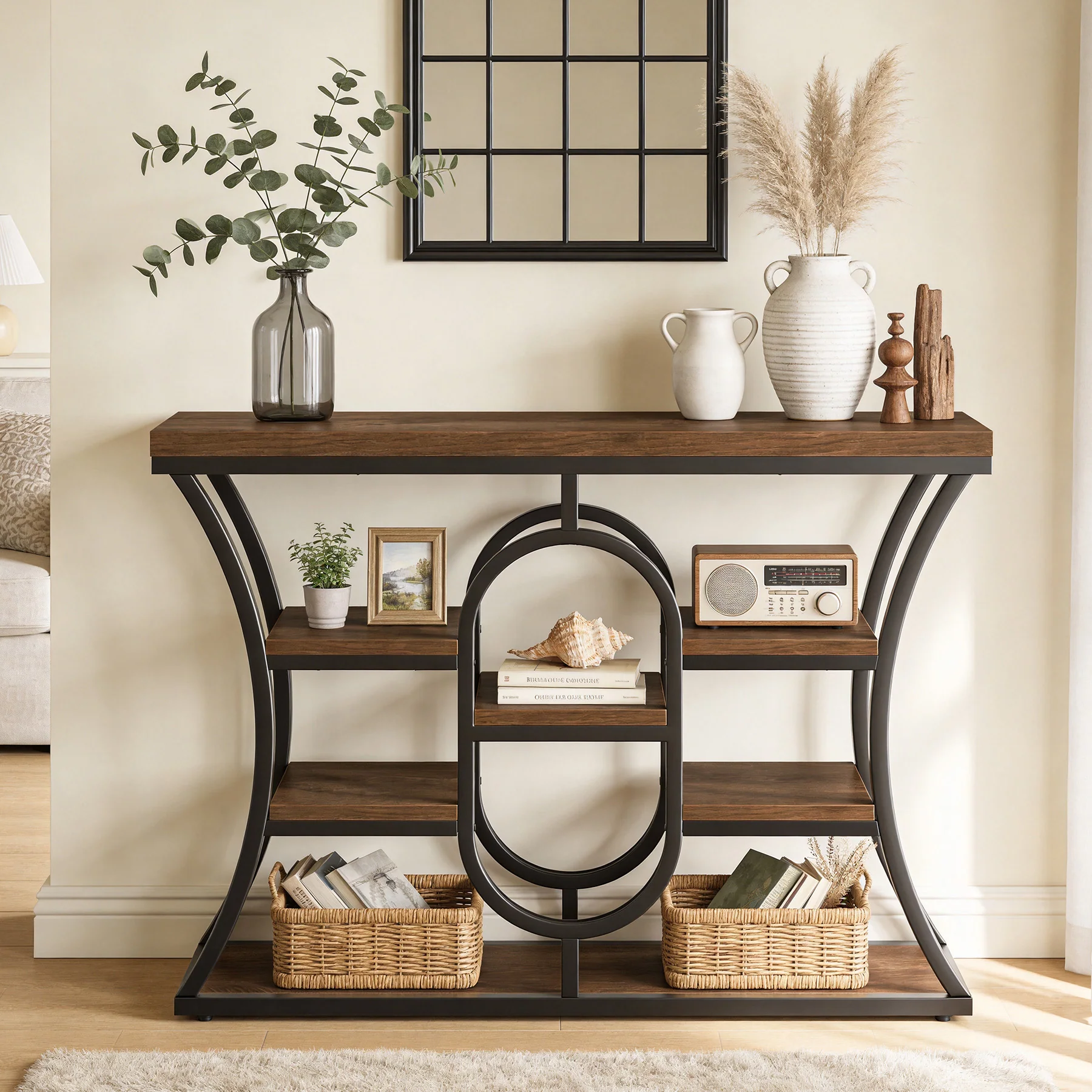 Tribesigns 41.3" Sofa Table, Industrial Console Table with Shelves - Image 7