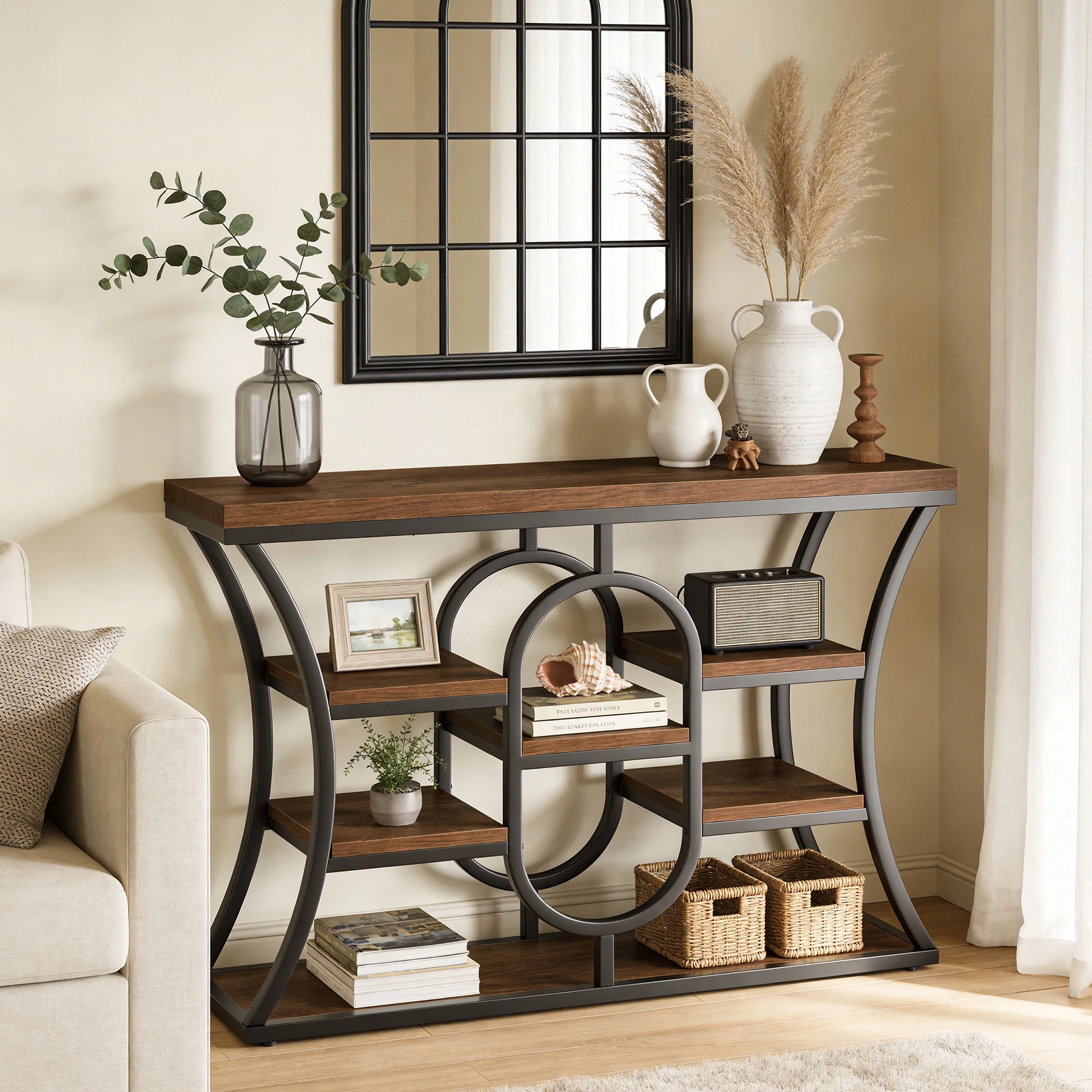 Tribesigns 41.3" Sofa Table, Industrial Console Table with Shelves - Image 8
