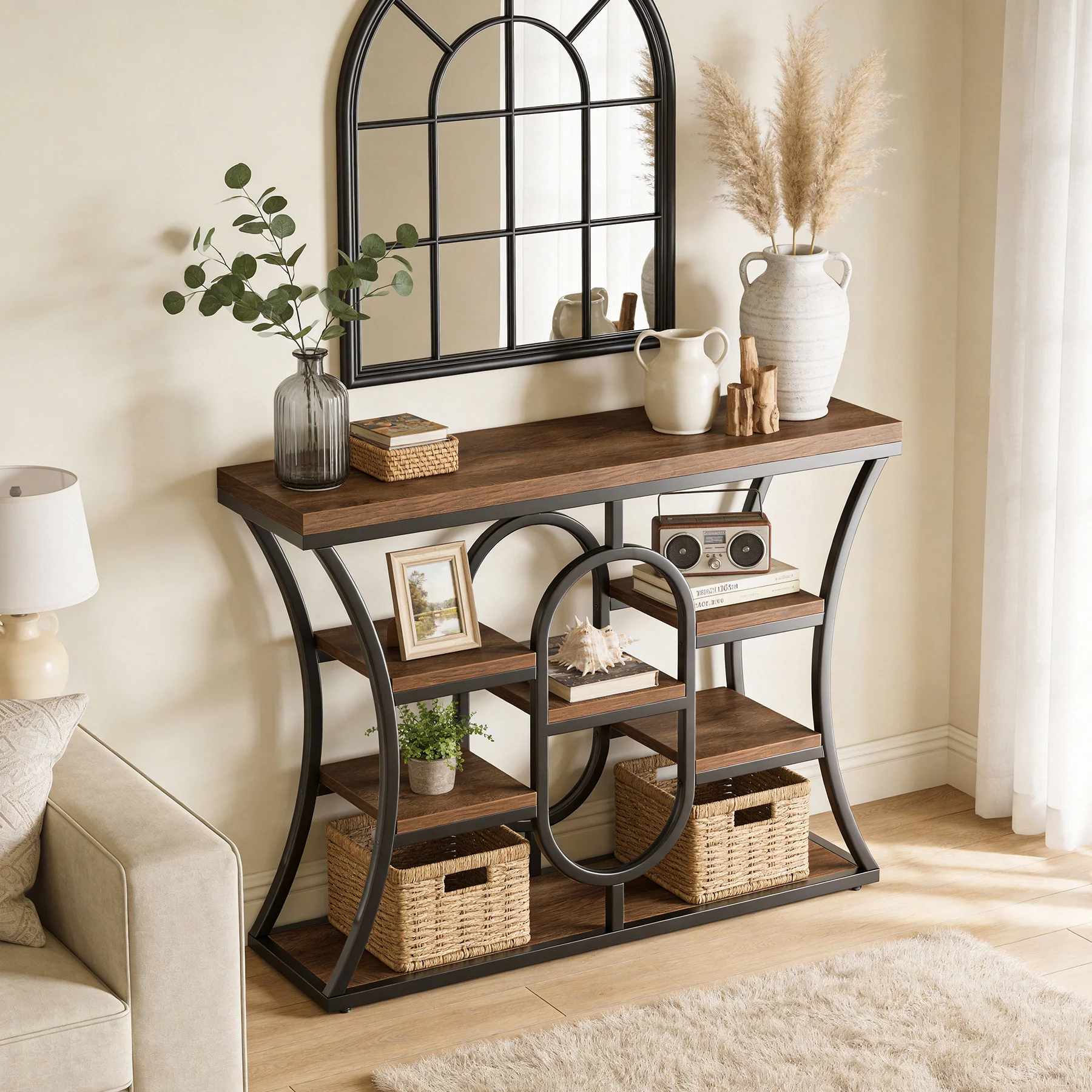 Tribesigns 41.3" Sofa Table, Industrial Console Table with Shelves - Image 9