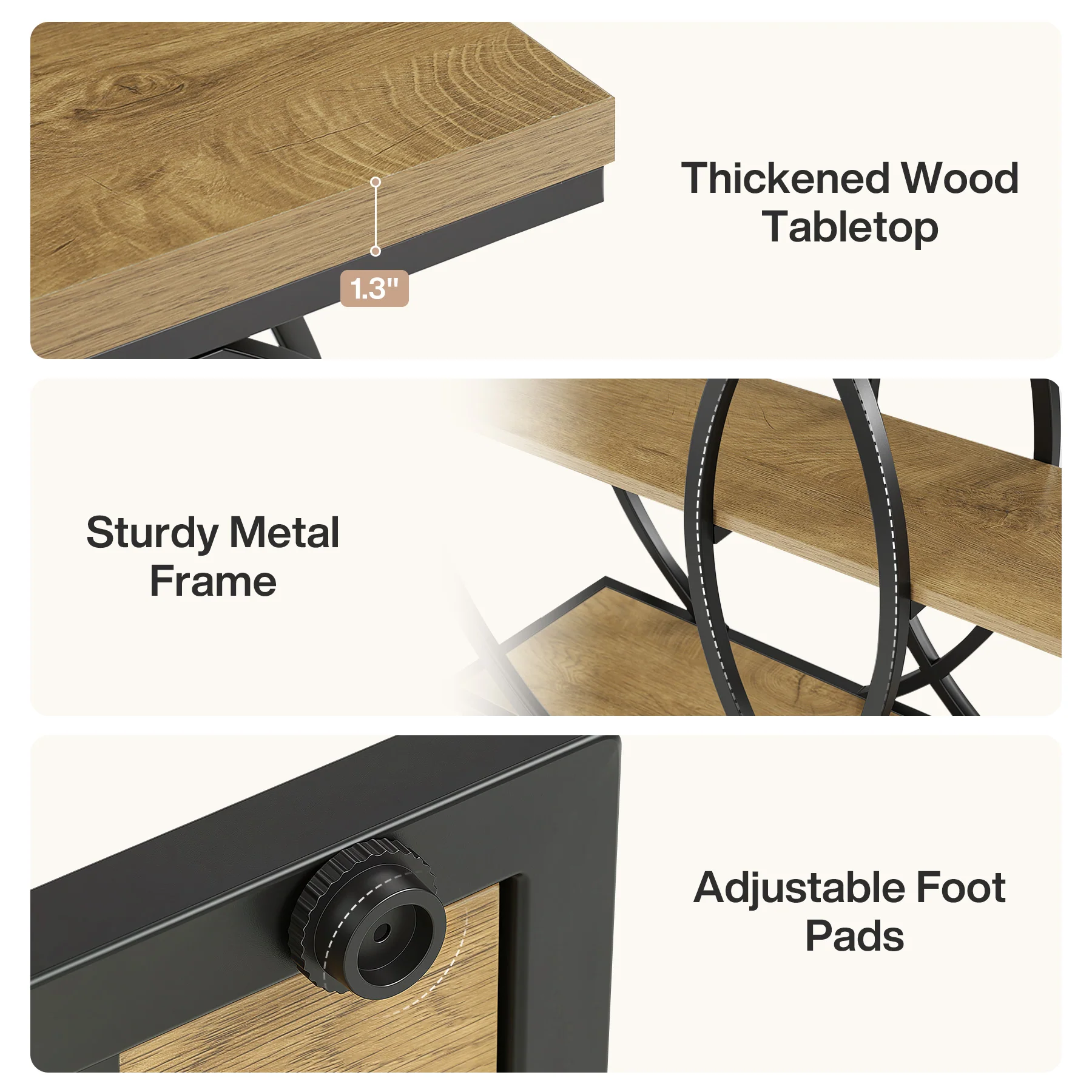41.3" Industrial Console Table with 3-Tier Storage, Entryway Table for Living Room Hallway Foyer - Image 3