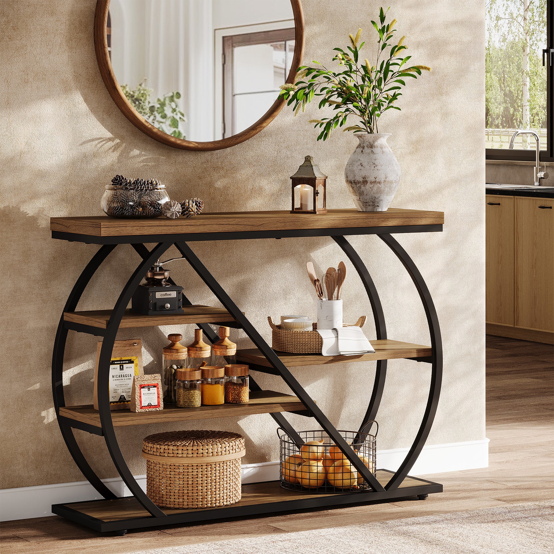 Tribesigns 41.3" Console Table, 5-Tier Industrial Entryway Table for Hallway