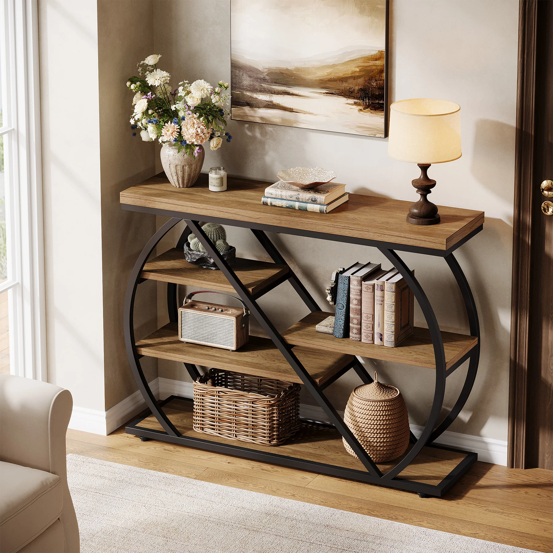 Tribesigns 41.3" Console Table, 5-Tier Industrial Entryway Table for Hallway - Image 6